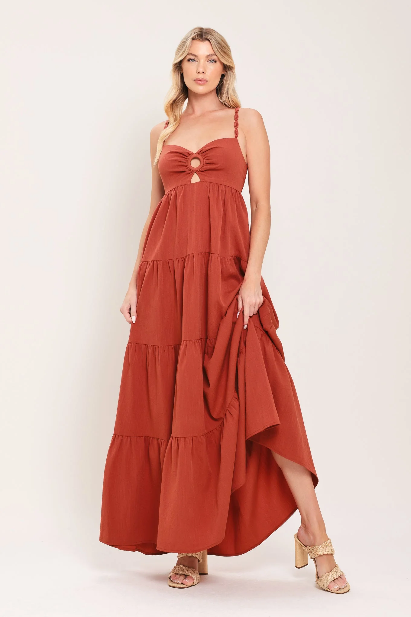 AMBER WAVE TERRACOTTA MAXI DRESS - Image 6