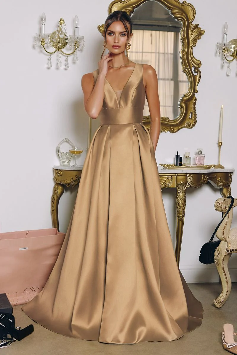 ANDERSYN GOWN - MIKADO SATIN A-LINE DRESS WITH POCKETS - Image 10