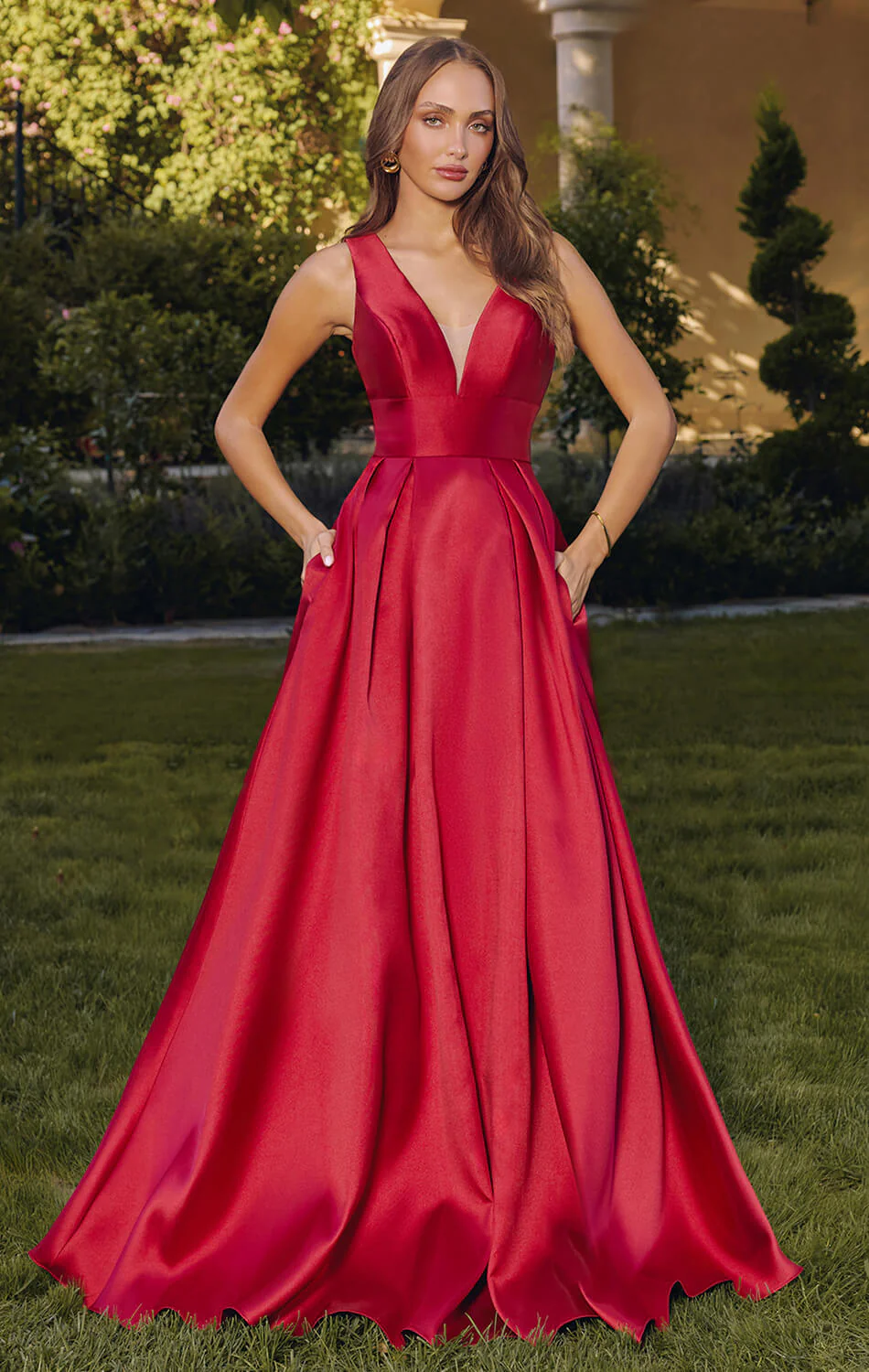 ANDERSYN GOWN - MIKADO SATIN A-LINE DRESS WITH POCKETS - Image 7