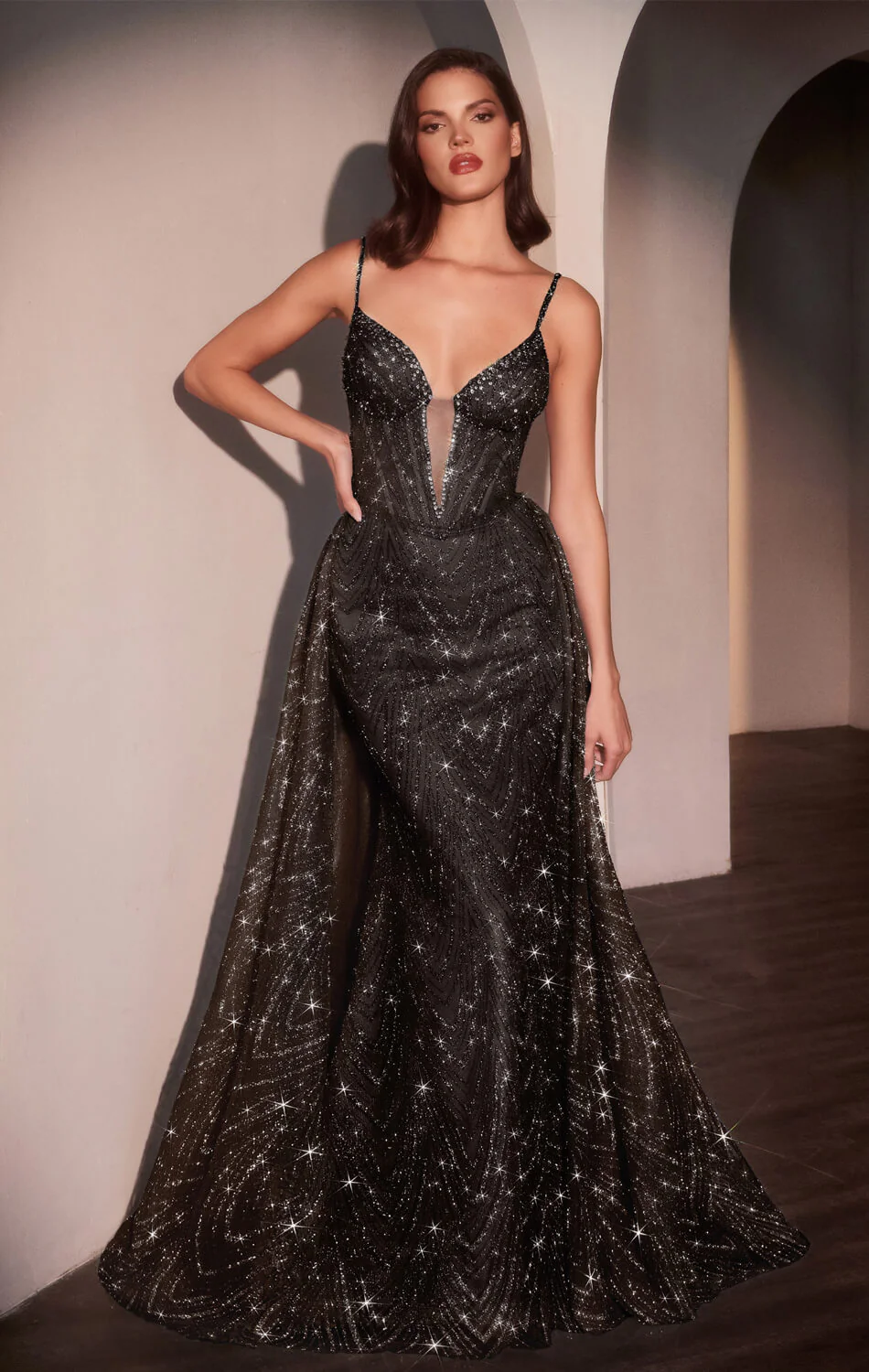 ANTONIA GOWN - GLITTER PRINT DRESS WITH OVERSKIRT - Image 3