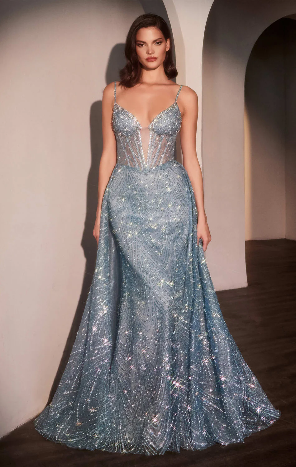 ANTONIA GOWN - GLITTER PRINT DRESS WITH OVERSKIRT - Image 5