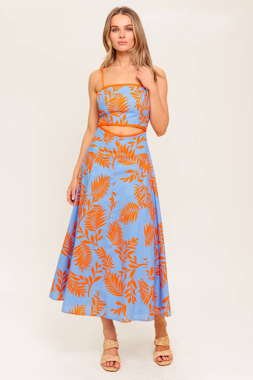 APRICOT SUNSET CUT-OUT MIDI DRESS - Image 4