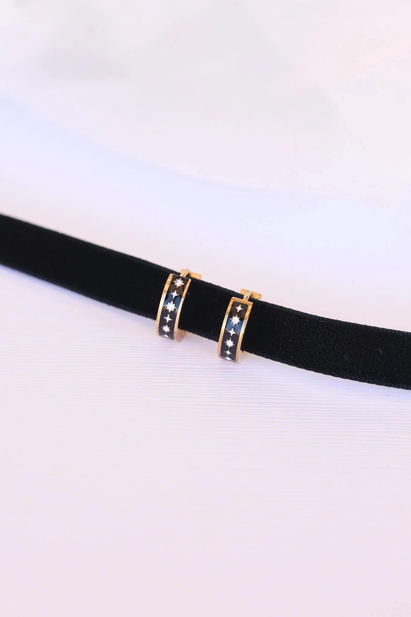 Astara Black Enamel Hoop Earring - Image 3