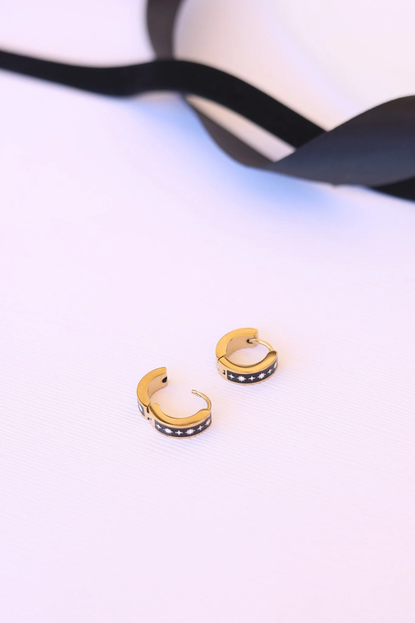 Astara Black Enamel Hoop Earring - Image 5