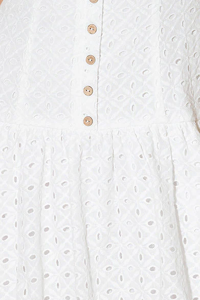 AT FIRST GLANCE WHITE EYELET MINI DRESS - Image 8