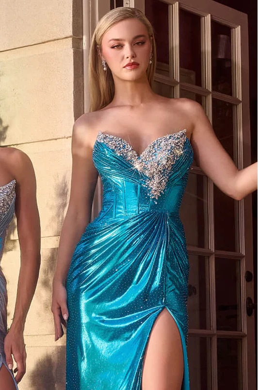 Atlantis Gown - Strapless Metallic Lamé Evening Dress - Image 7