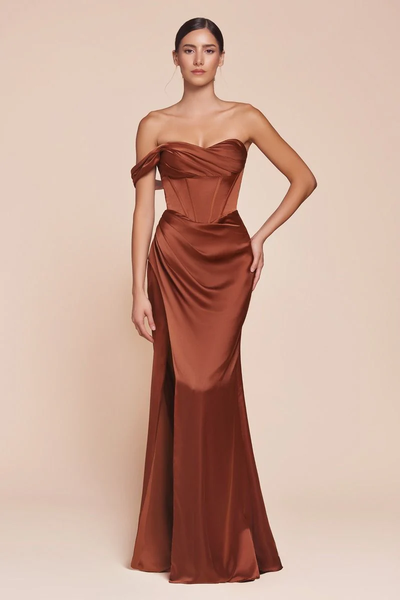 AUDRA GOWN - ONE SHOULDER LUXE SATIN CORSET DRESS - Image 14