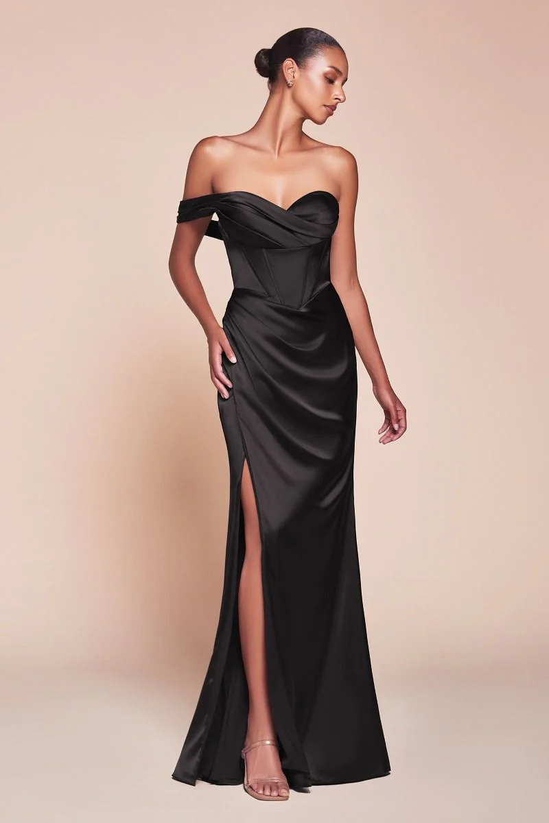 AUDRA GOWN - ONE SHOULDER LUXE SATIN CORSET DRESS - Image 3