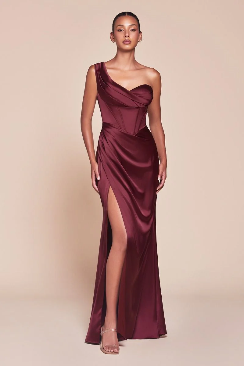 AUDRA GOWN - ONE SHOULDER LUXE SATIN CORSET DRESS - Image 4