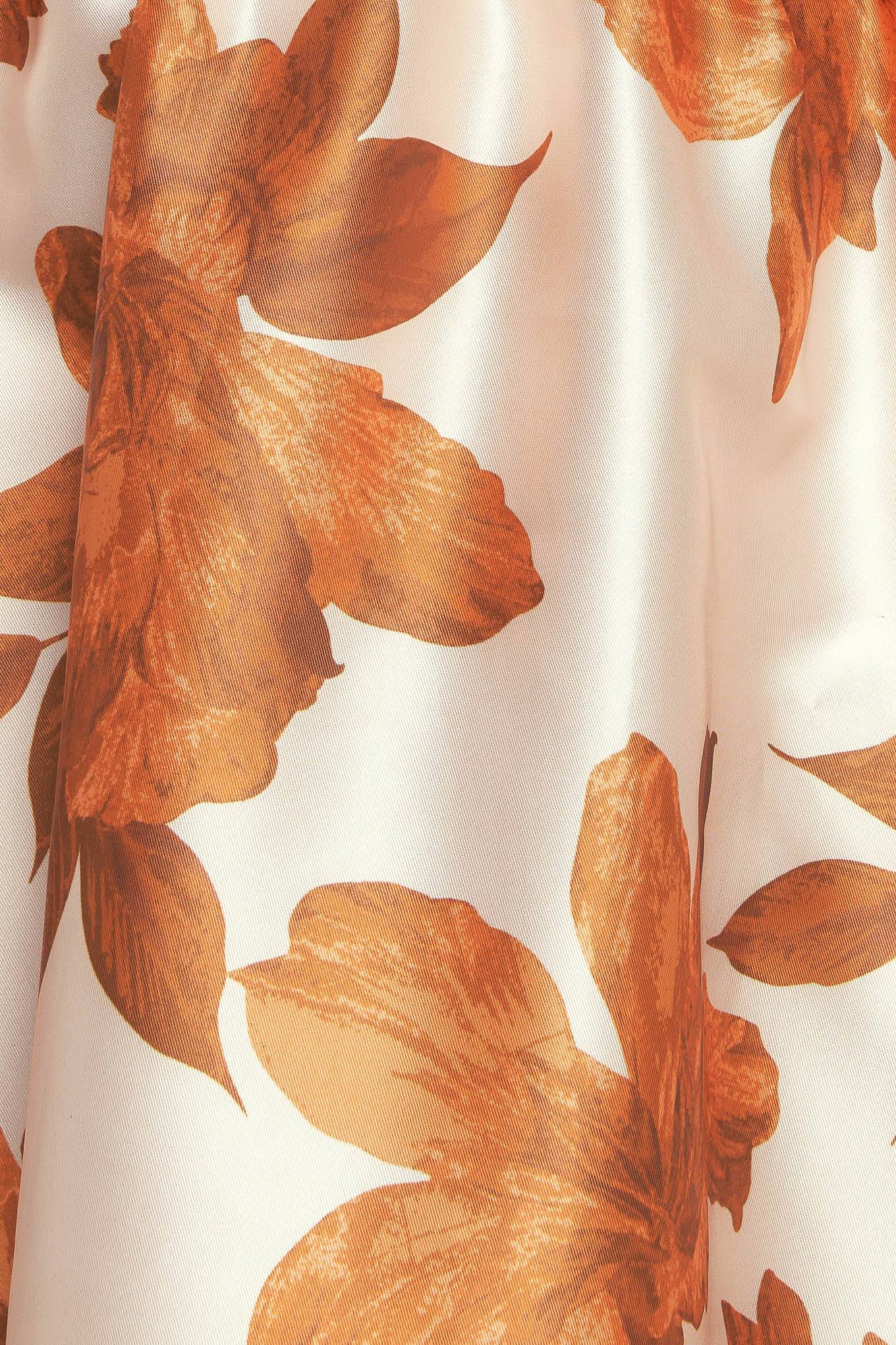 FALL FLORAL SATIN MIDI DRESS - RUST - Image 6