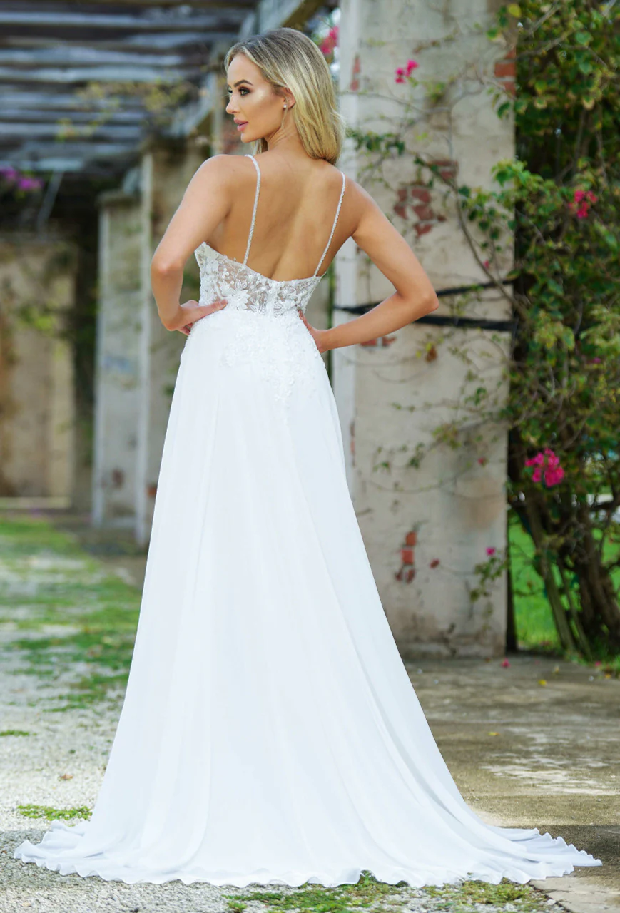 Avianna Gown - Floral Lace A-Line Chiffon Dress - Image 10