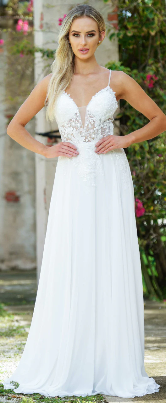 Avianna Gown - Floral Lace A-Line Chiffon Dress - Image 8