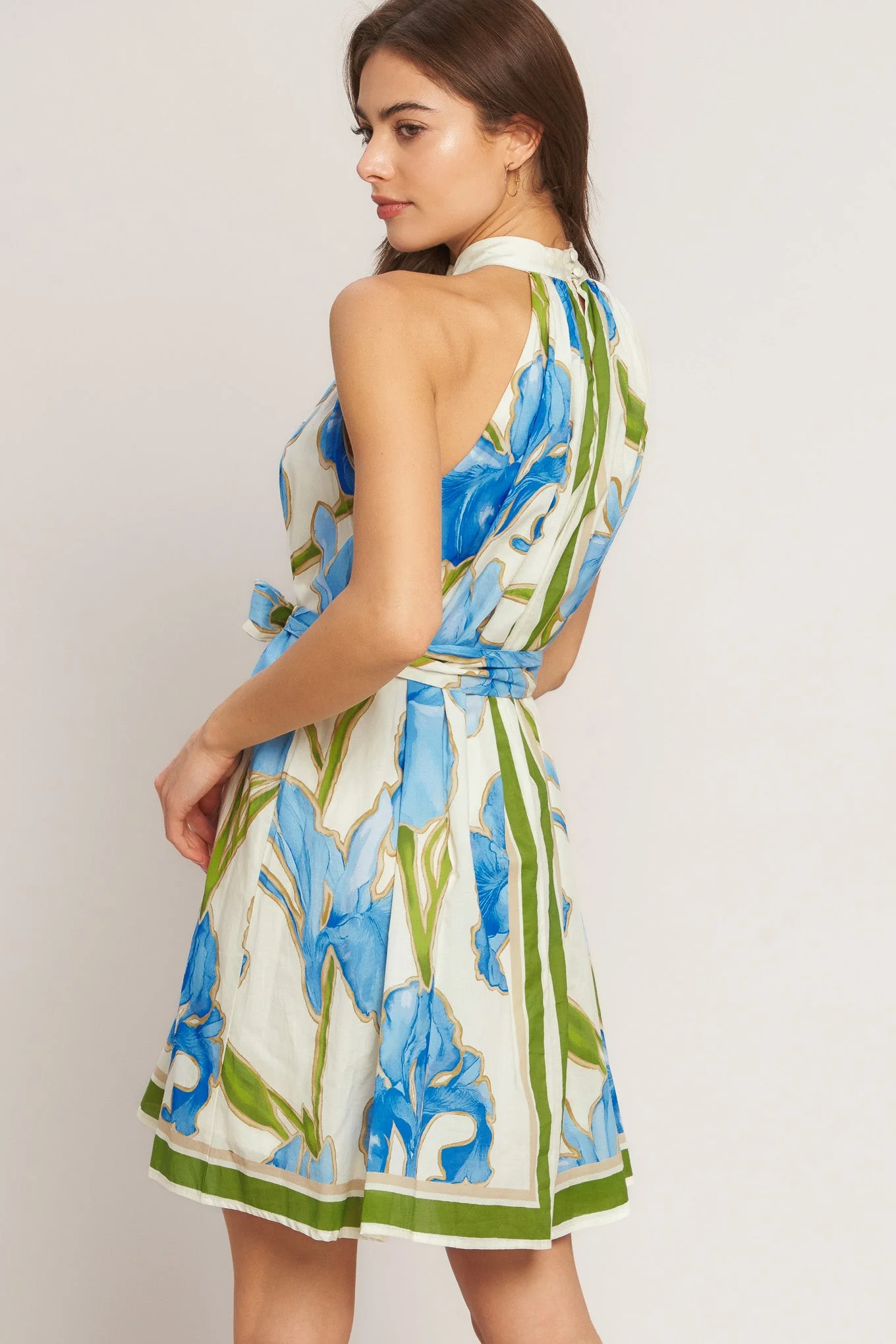 AZURE BLOOM HALTER MINI DRESS - Image 2