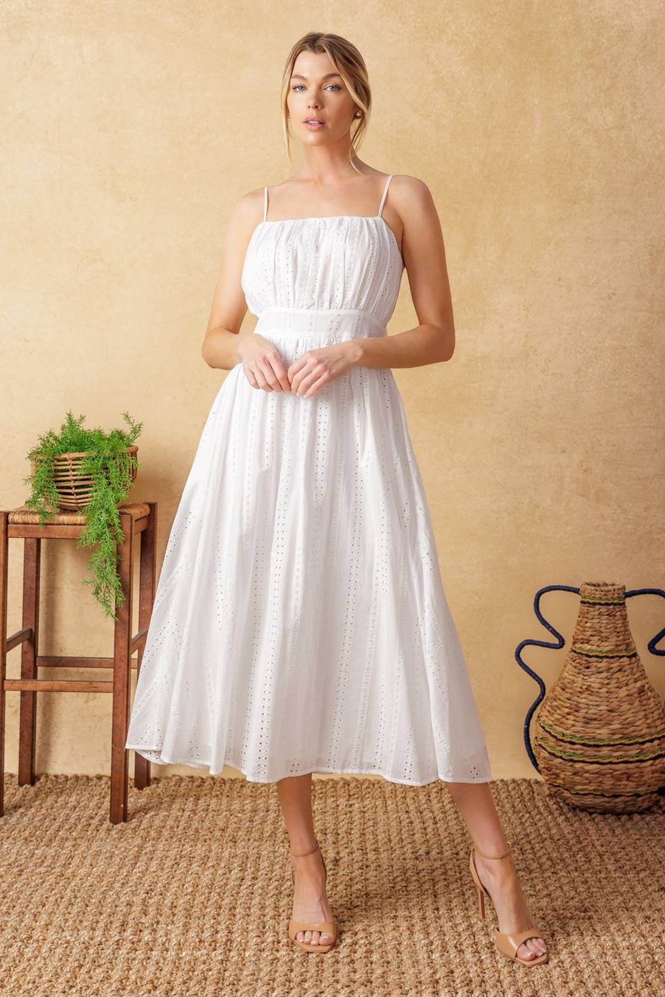 BACK AND FORTH EYELET MIDI DRESS - Image 3