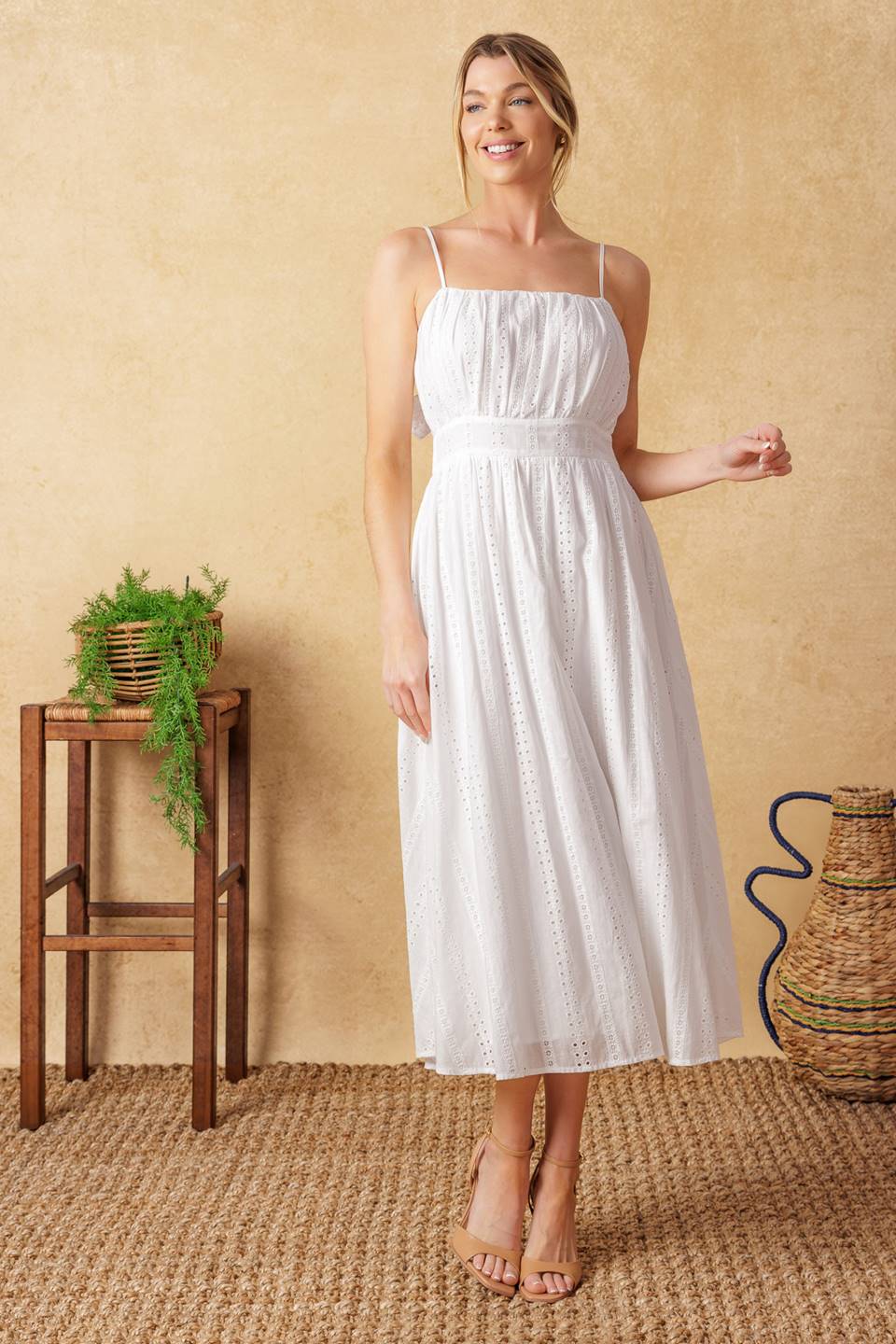 BACK AND FORTH EYELET MIDI DRESS - Image 4