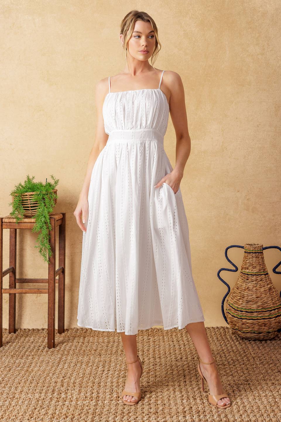 BACK AND FORTH EYELET MIDI DRESS - Image 5