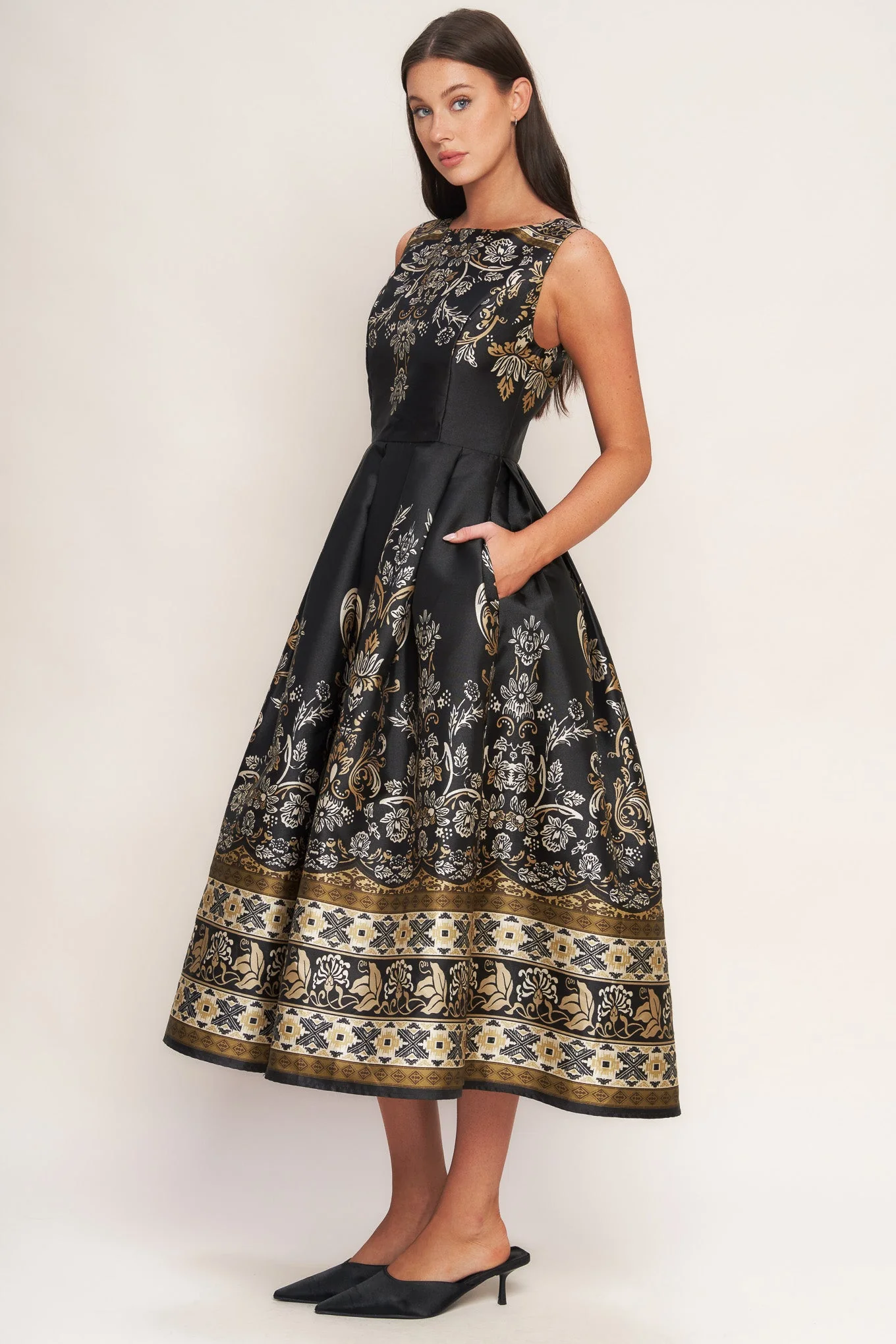 BAROQUE SPELL BLACK MIDI DRESS - Image 5