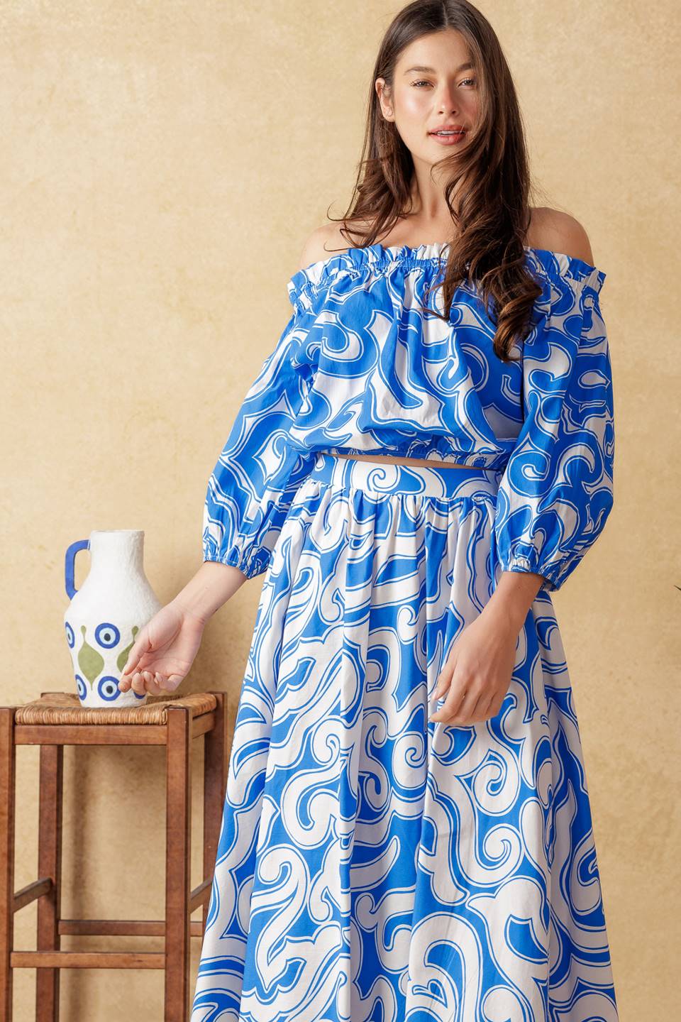 BEACH DAY TOP & SKIRT SET - BLUE & WHITE - Image 5