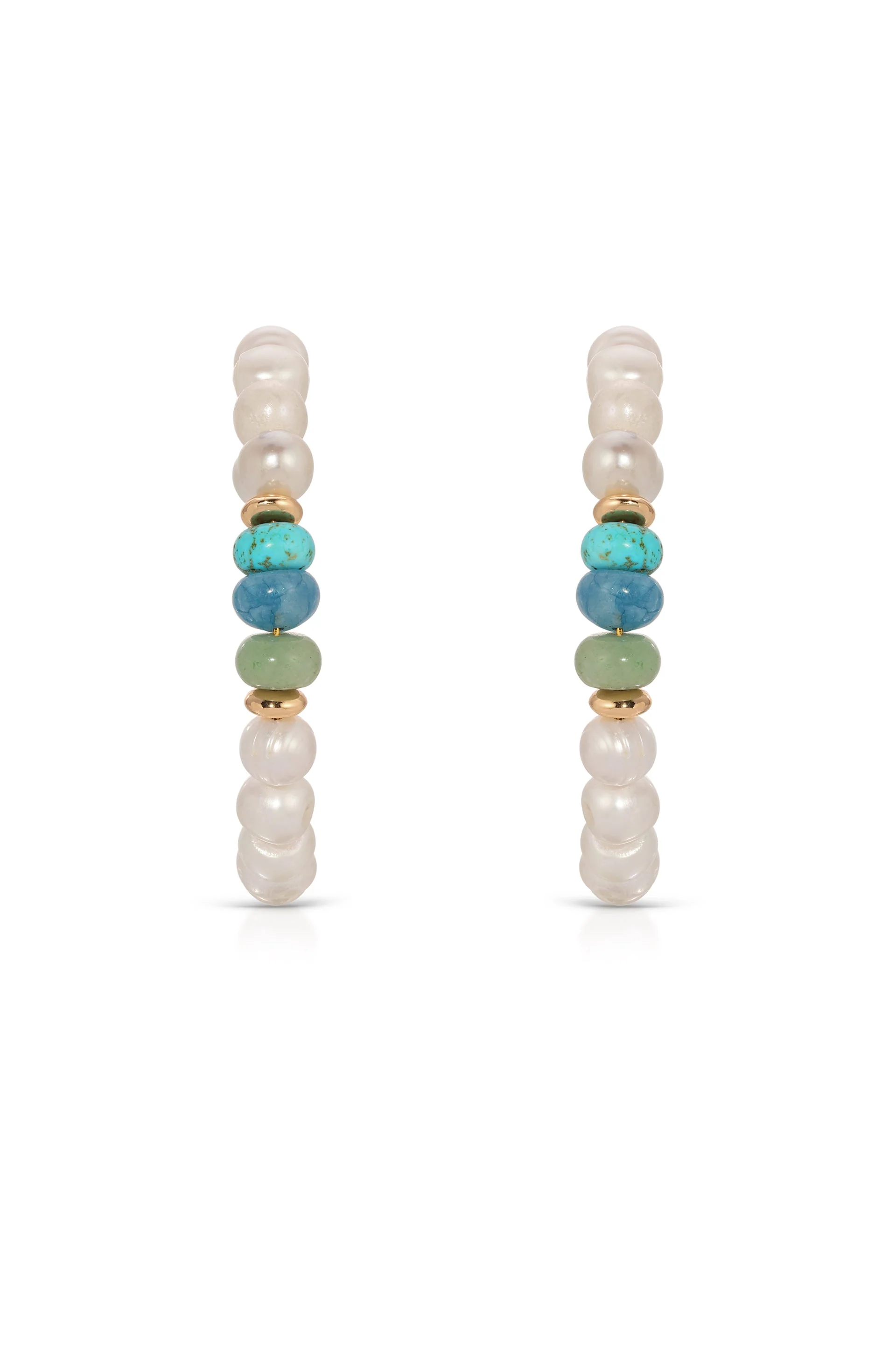 Beach Day Pearl and Gemstone Hoop Earrings - Image 3