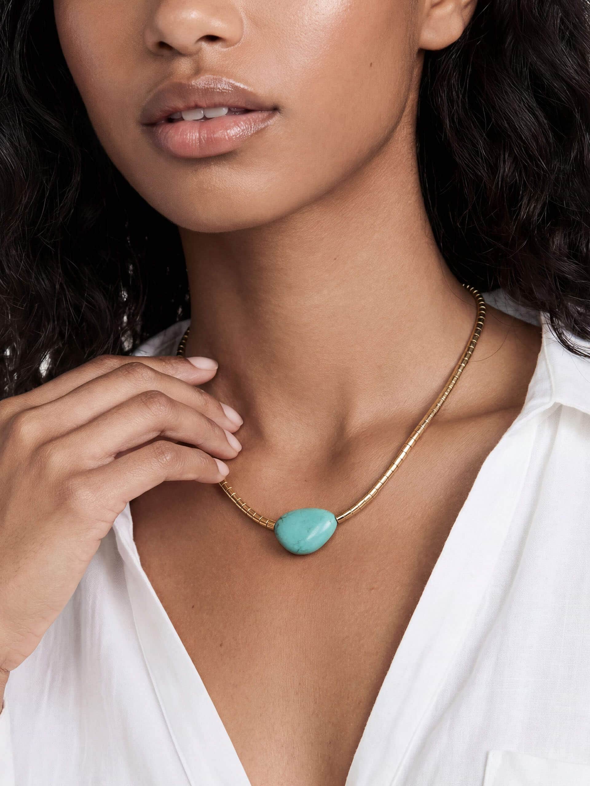 Beaded Turquoise Nugget Necklace - Image 4