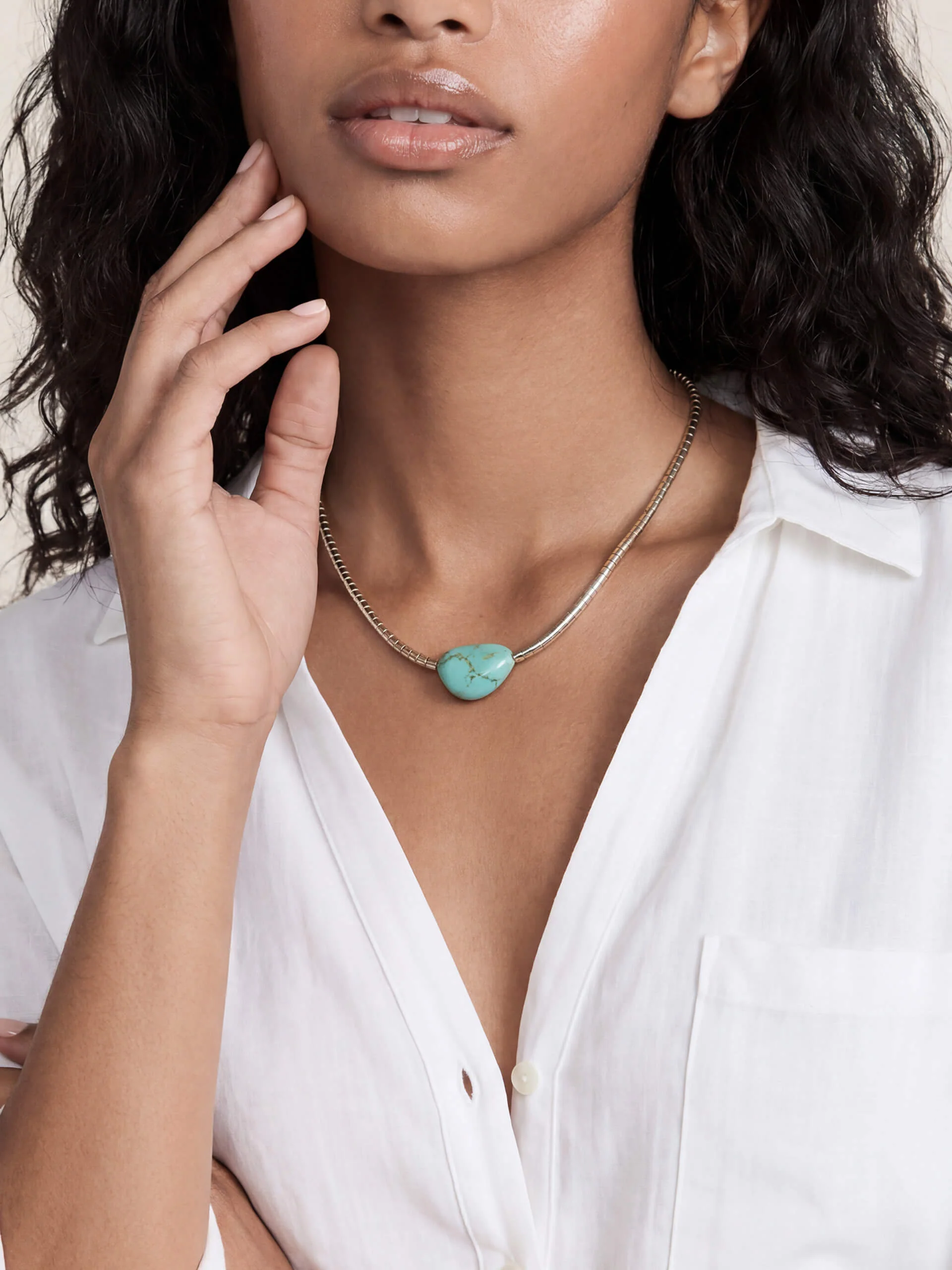 Beaded Turquoise Nugget Necklace - Image 8