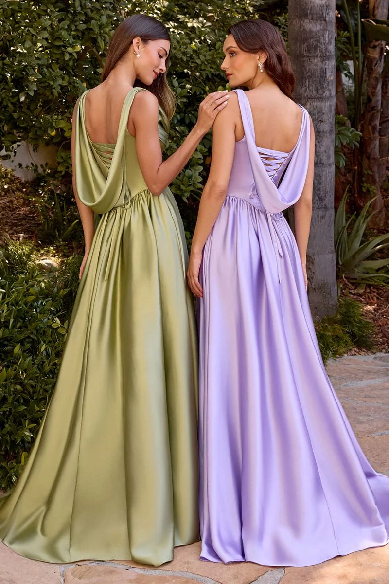 BEATRICE GOWN - A-LINE DRESS WITH DRAPED COWL BACK - Image 8