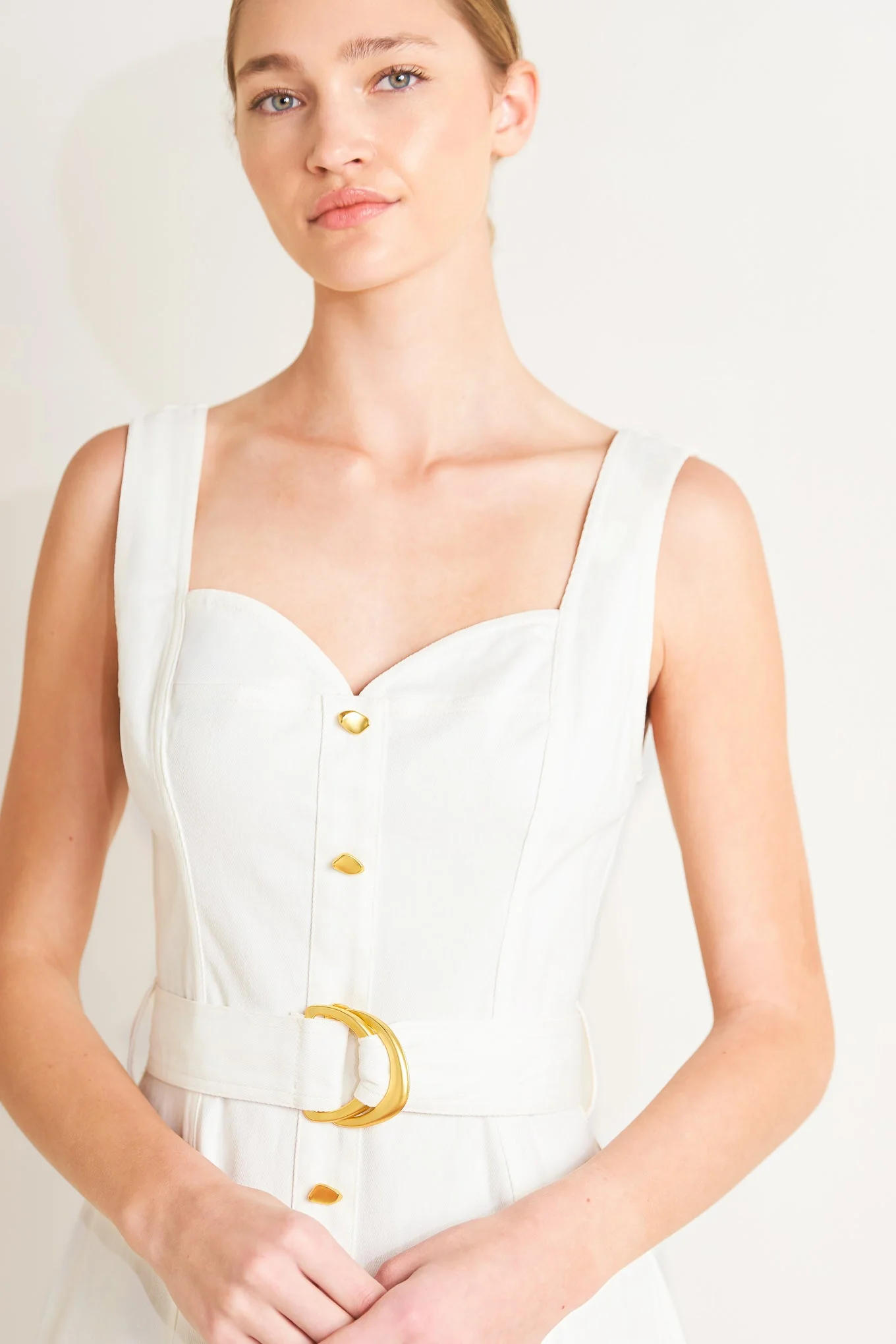 BELLA PORTOFINO WHITE MIDI DRESS - Image 3