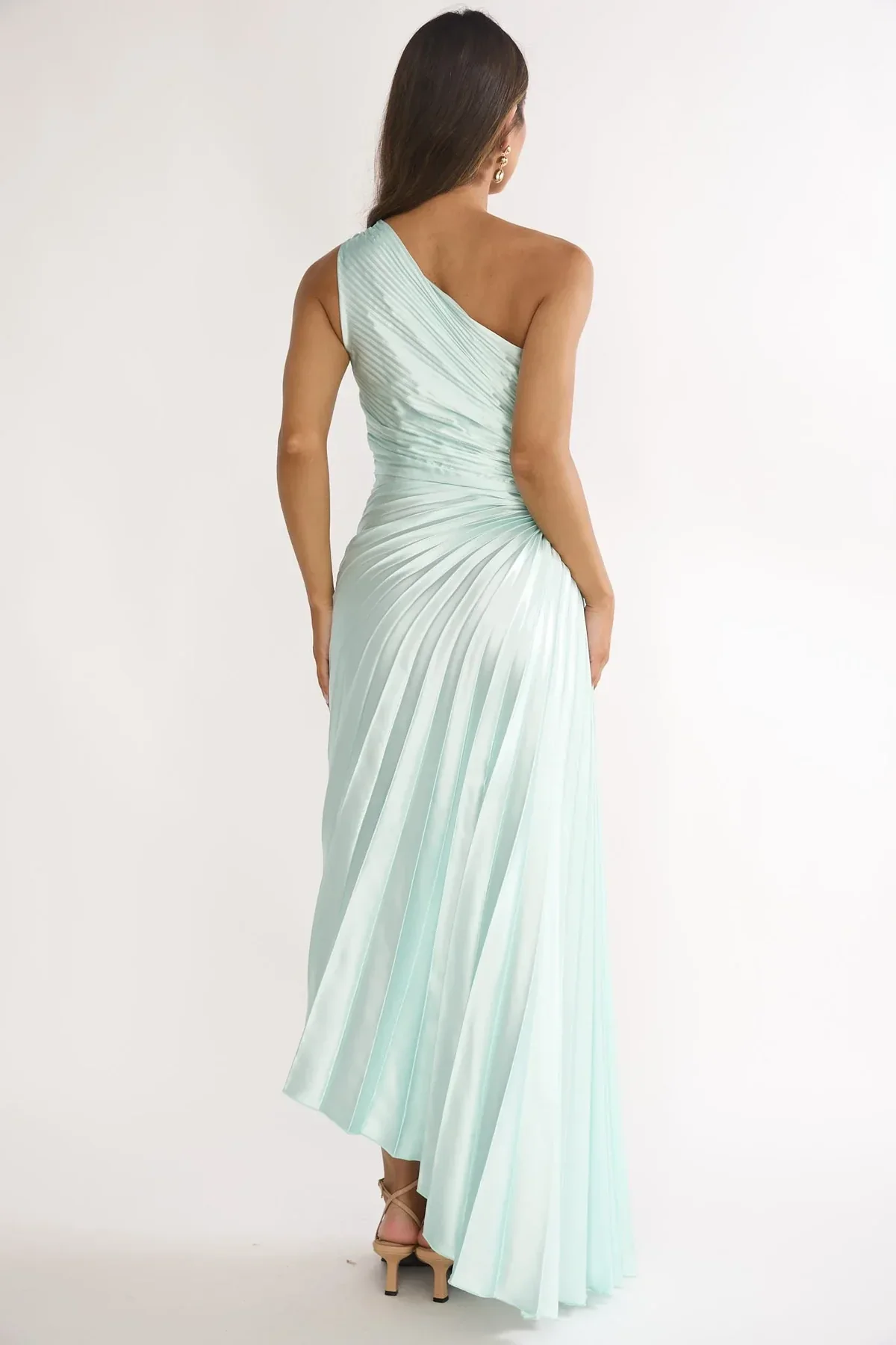 Beth Maxi Dress - Mint Floral Pleated Maxi Dress with Cut-Out - Image 2