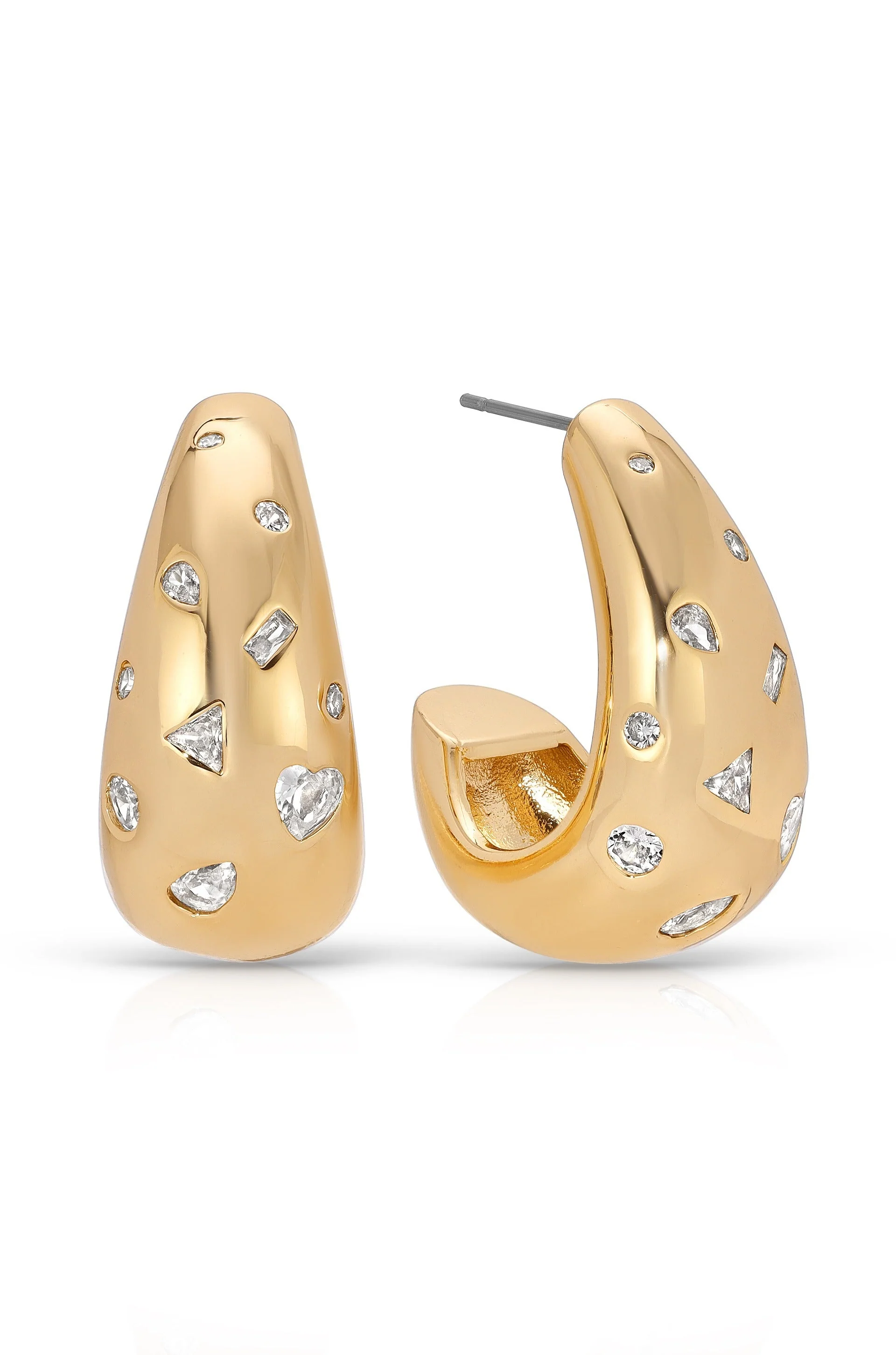 Bezel Crystal Dotted Hoop Earrings - Image 2