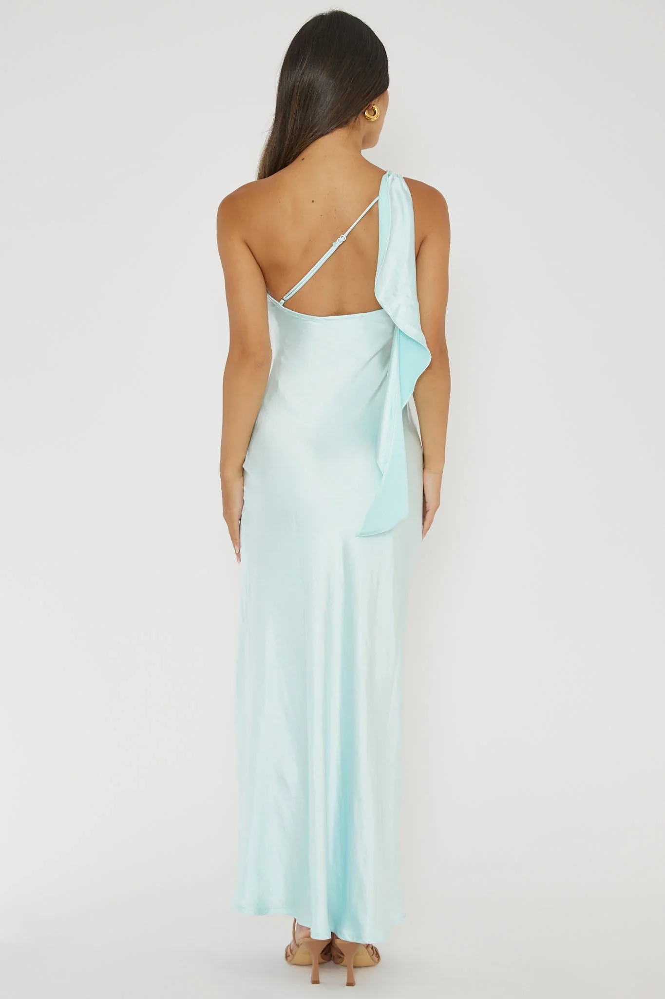 Blaine Maxi Dress - Ice Blue Satin Slip Dress - Image 4