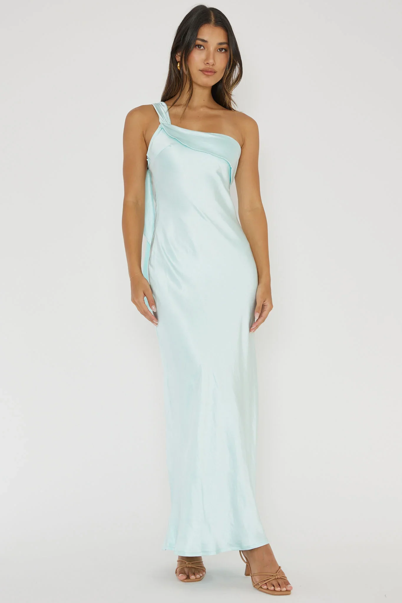 Blaine Maxi Dress - Ice Blue Satin Slip Dress - Image 6