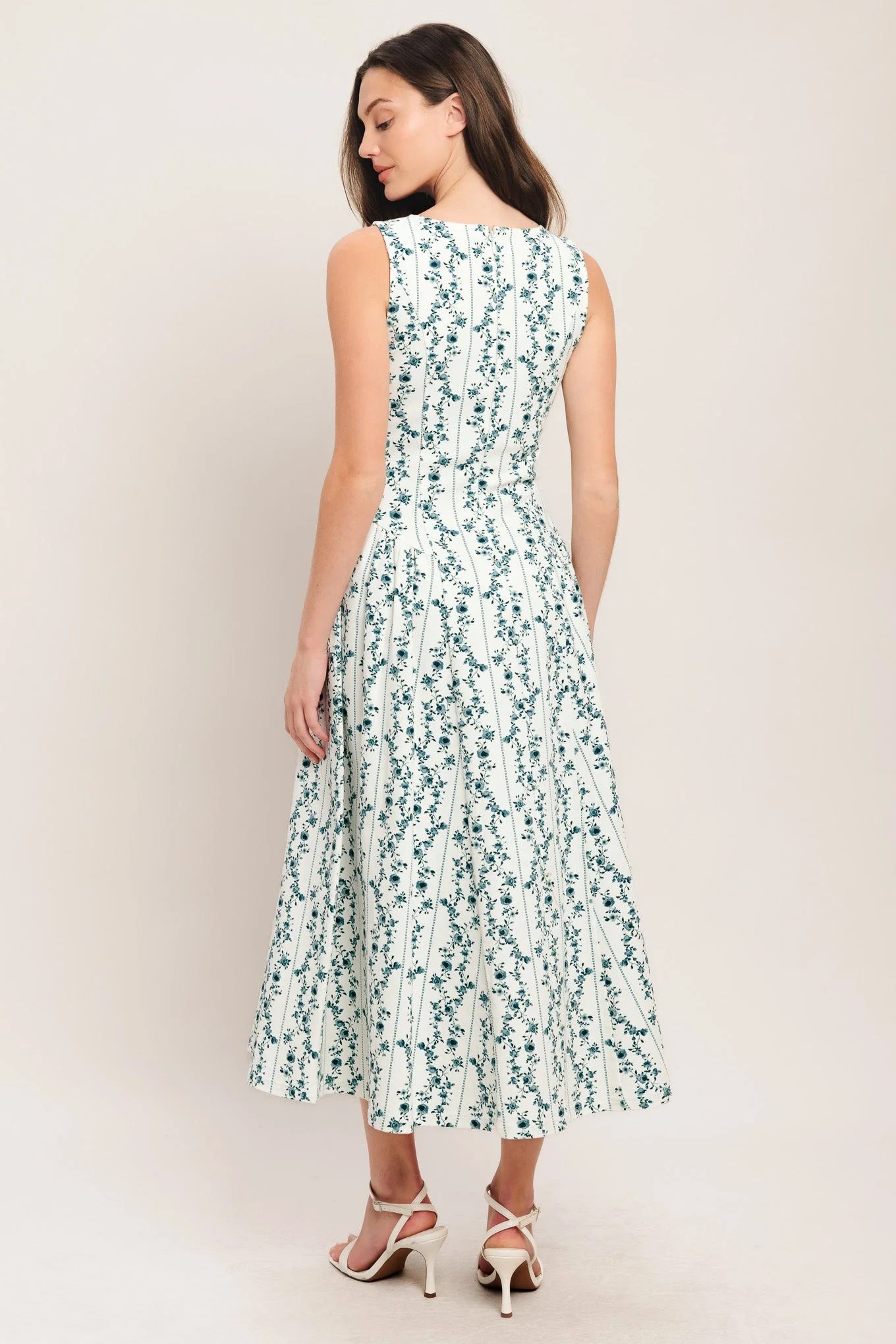 BLOOM COLUMNS BLUE FLORAL MIDI DRESS - Image 2
