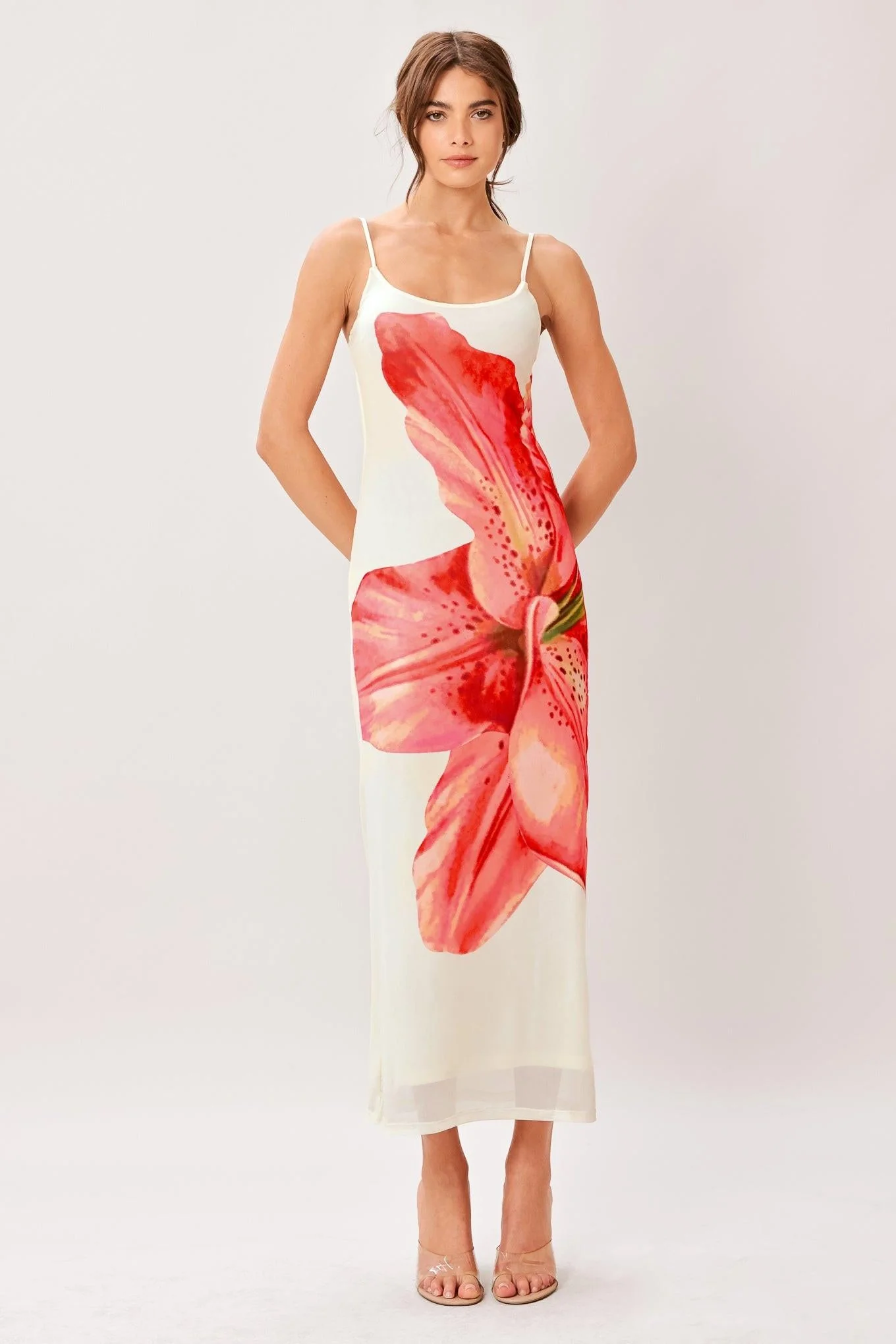 BLOOM STATEMENT POWER MESH CAMI MIDI DRESS - Image 4
