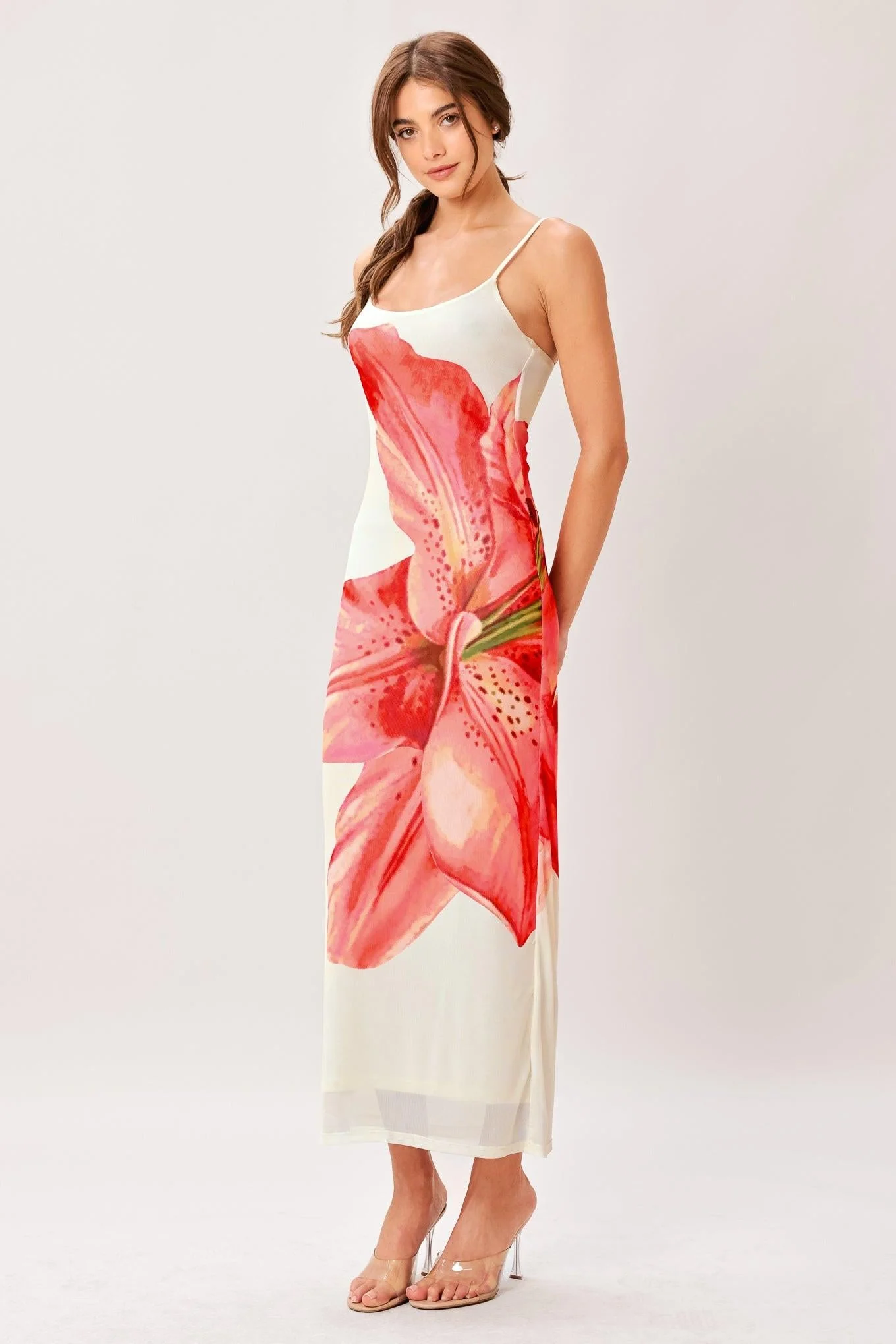 BLOOM STATEMENT POWER MESH CAMI MIDI DRESS - Image 5