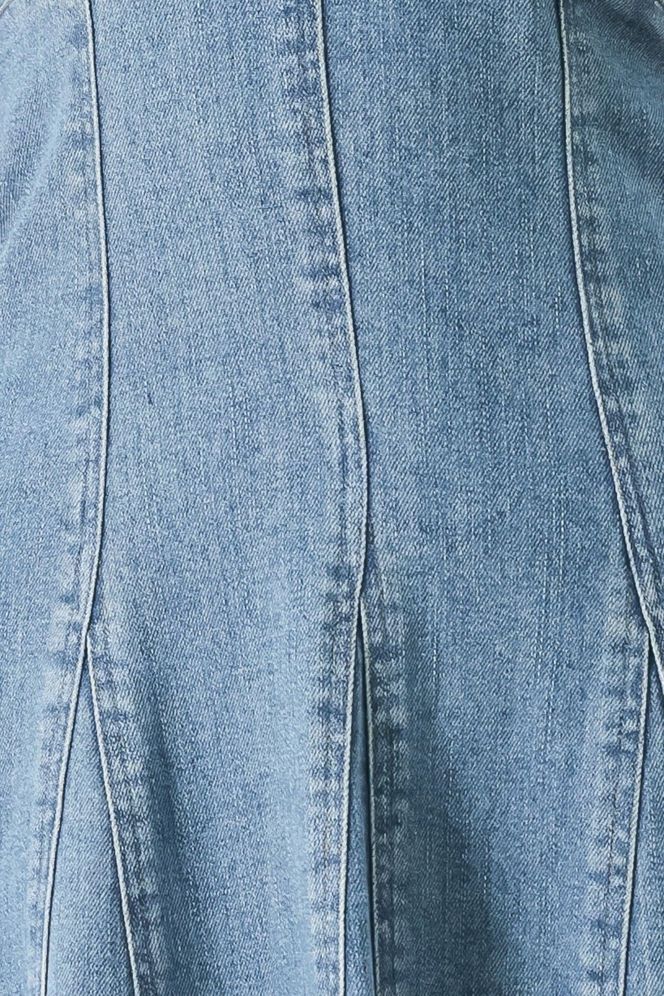 BLUE HALTER DENIM MIDI DRESS - Image 8