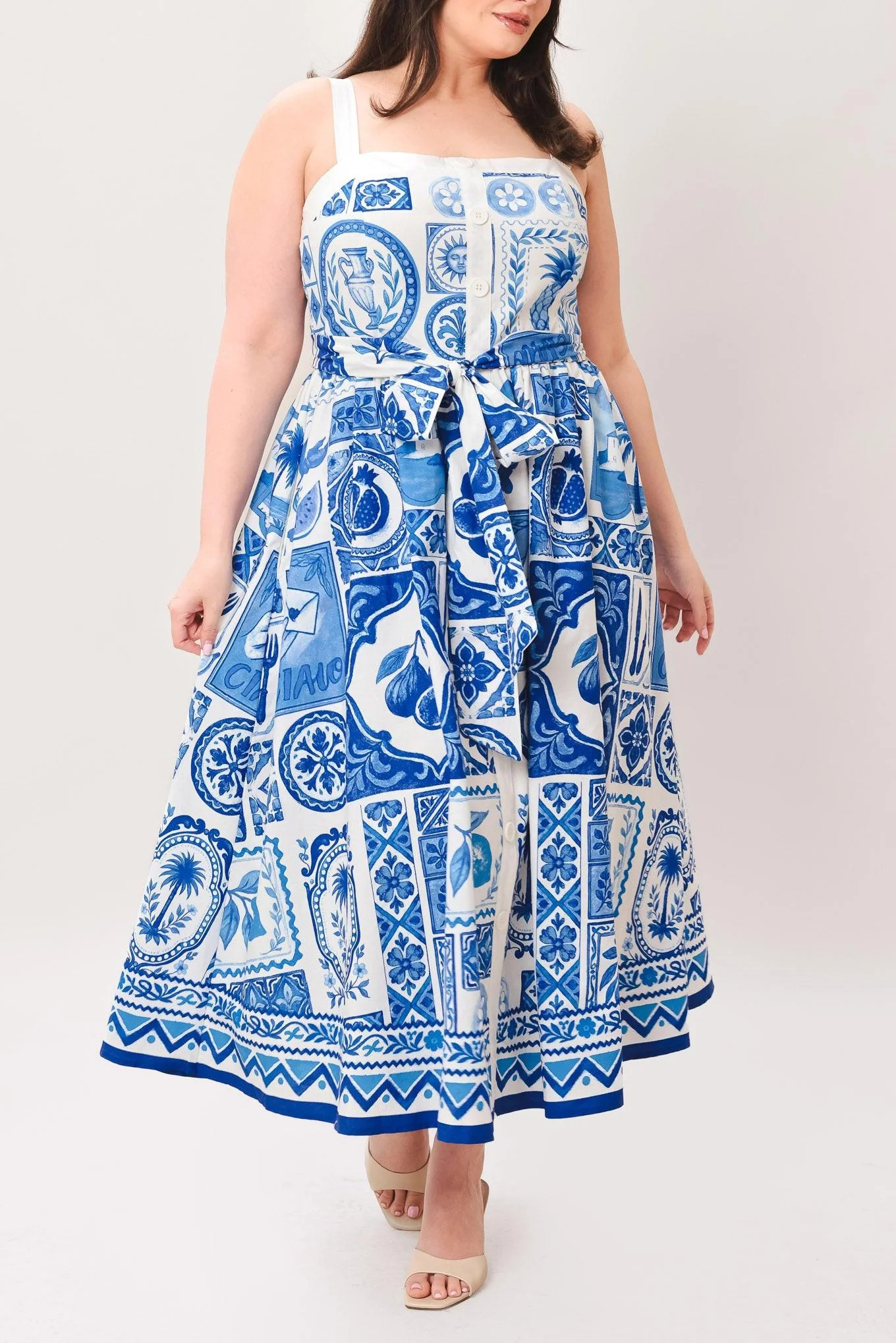 BLUE MAJOLICA CHARM MIDI DRESS - Image 11