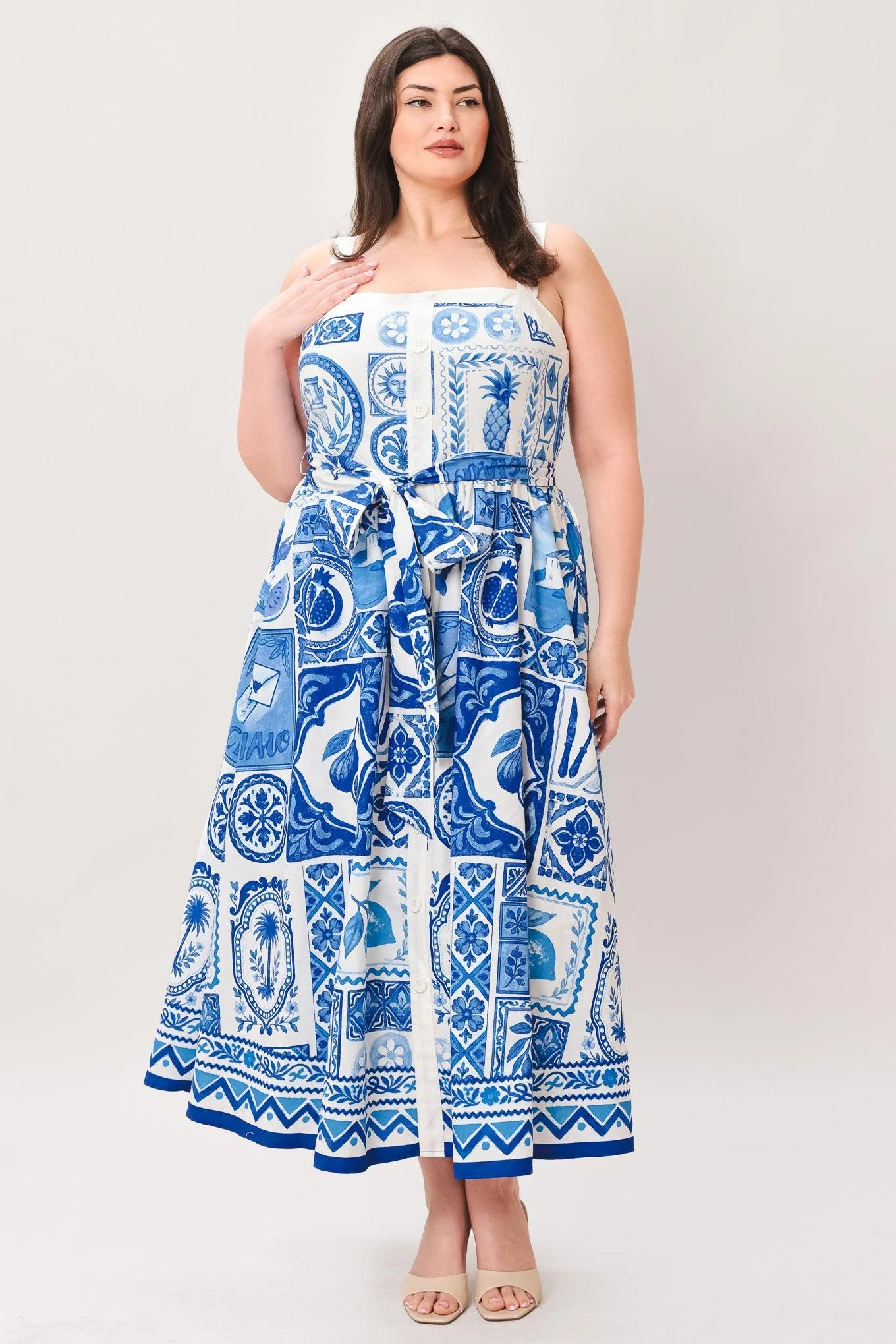BLUE MAJOLICA CHARM MIDI DRESS - Image 12