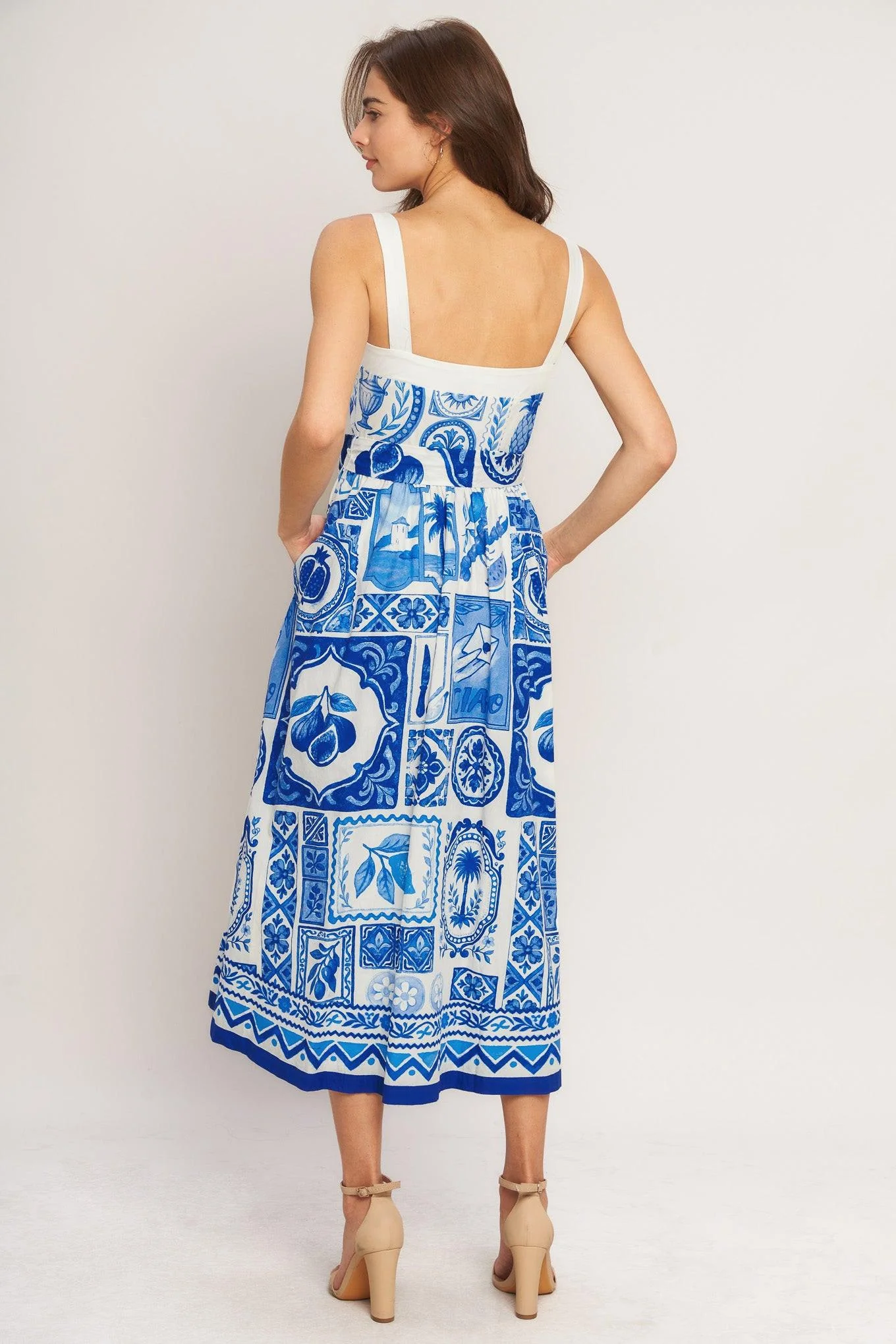 BLUE MAJOLICA CHARM MIDI DRESS - Image 2