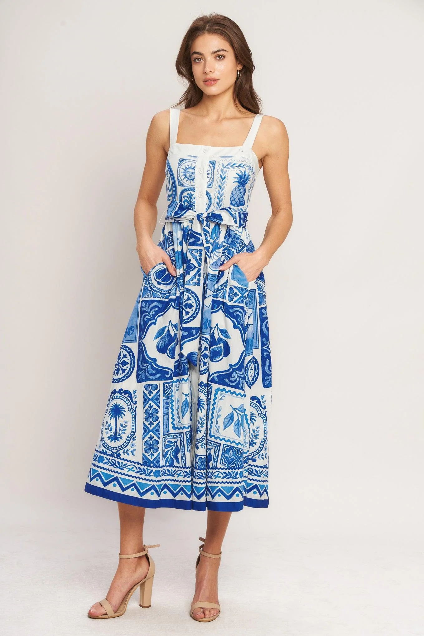 BLUE MAJOLICA CHARM MIDI DRESS - Image 3