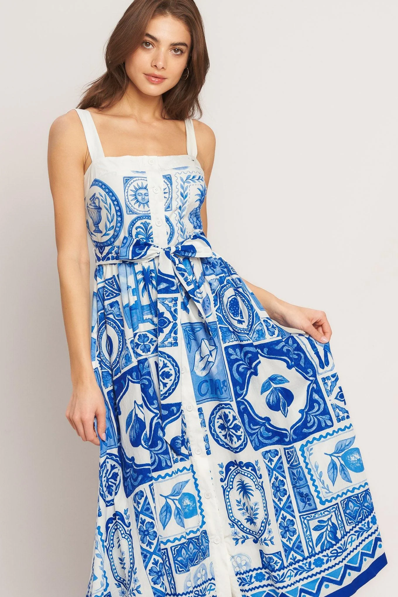 BLUE MAJOLICA CHARM MIDI DRESS - Image 4