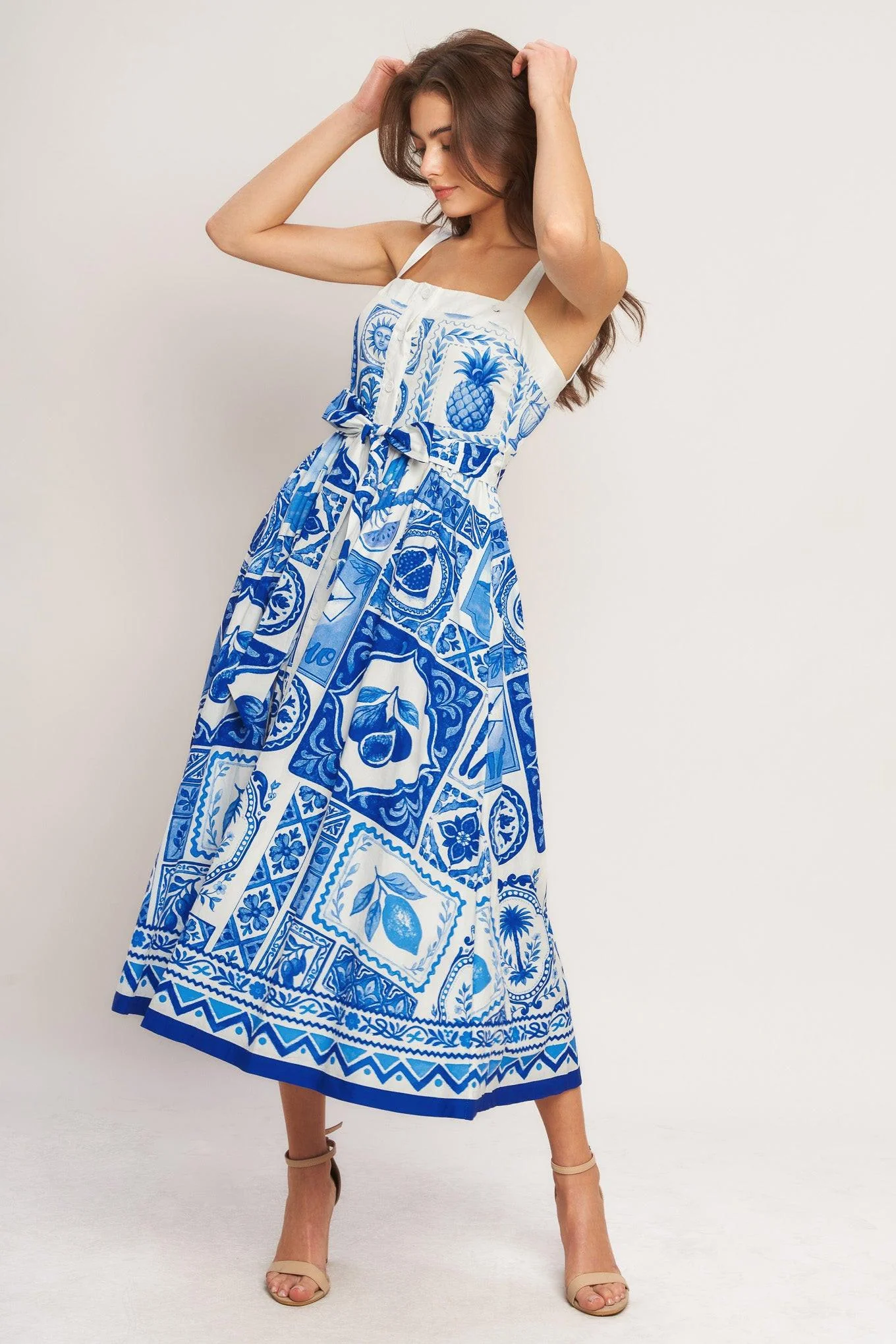 BLUE MAJOLICA CHARM MIDI DRESS - Image 5