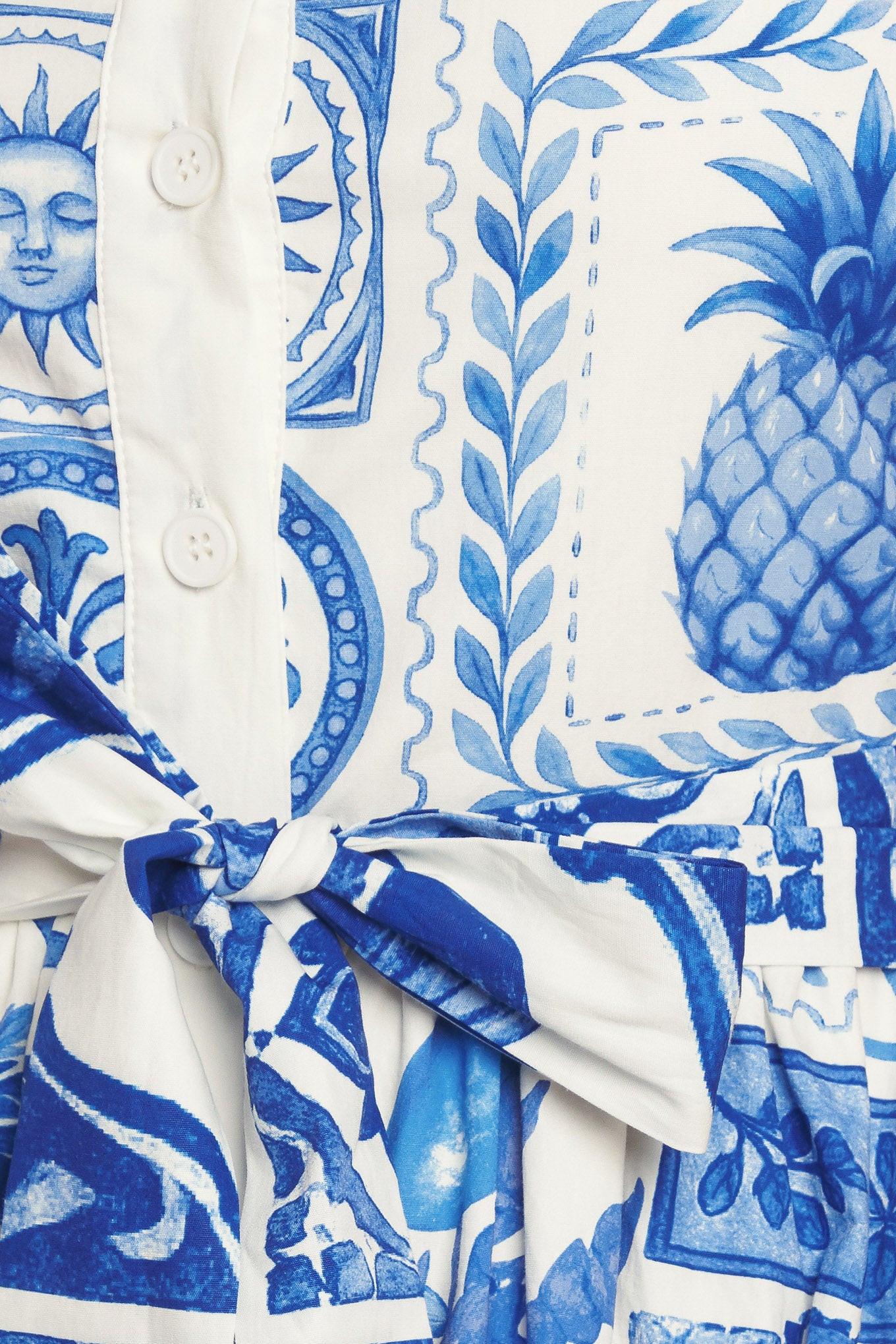 BLUE MAJOLICA CHARM MIDI DRESS - Image 7