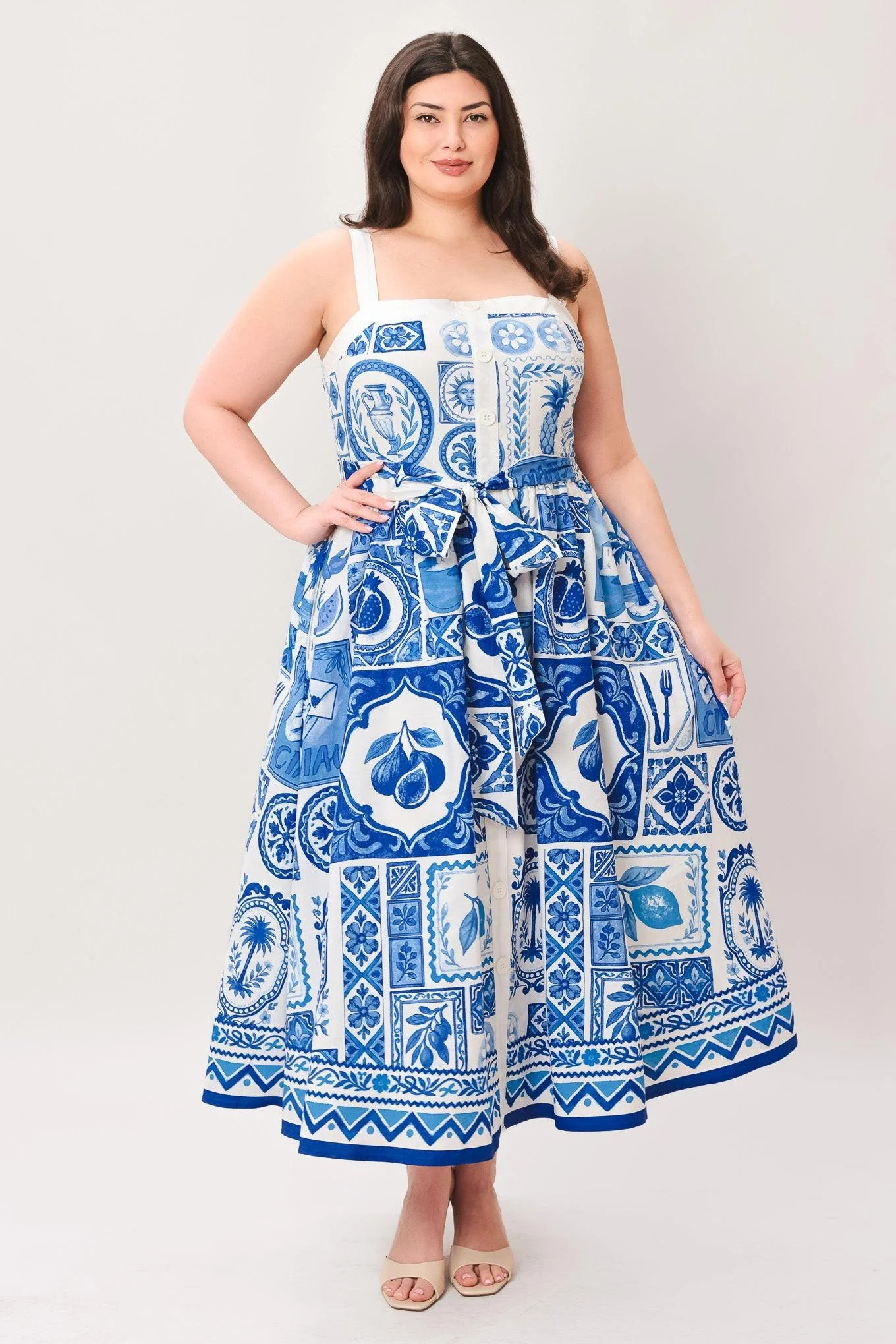 BLUE MAJOLICA CHARM MIDI DRESS - Image 9