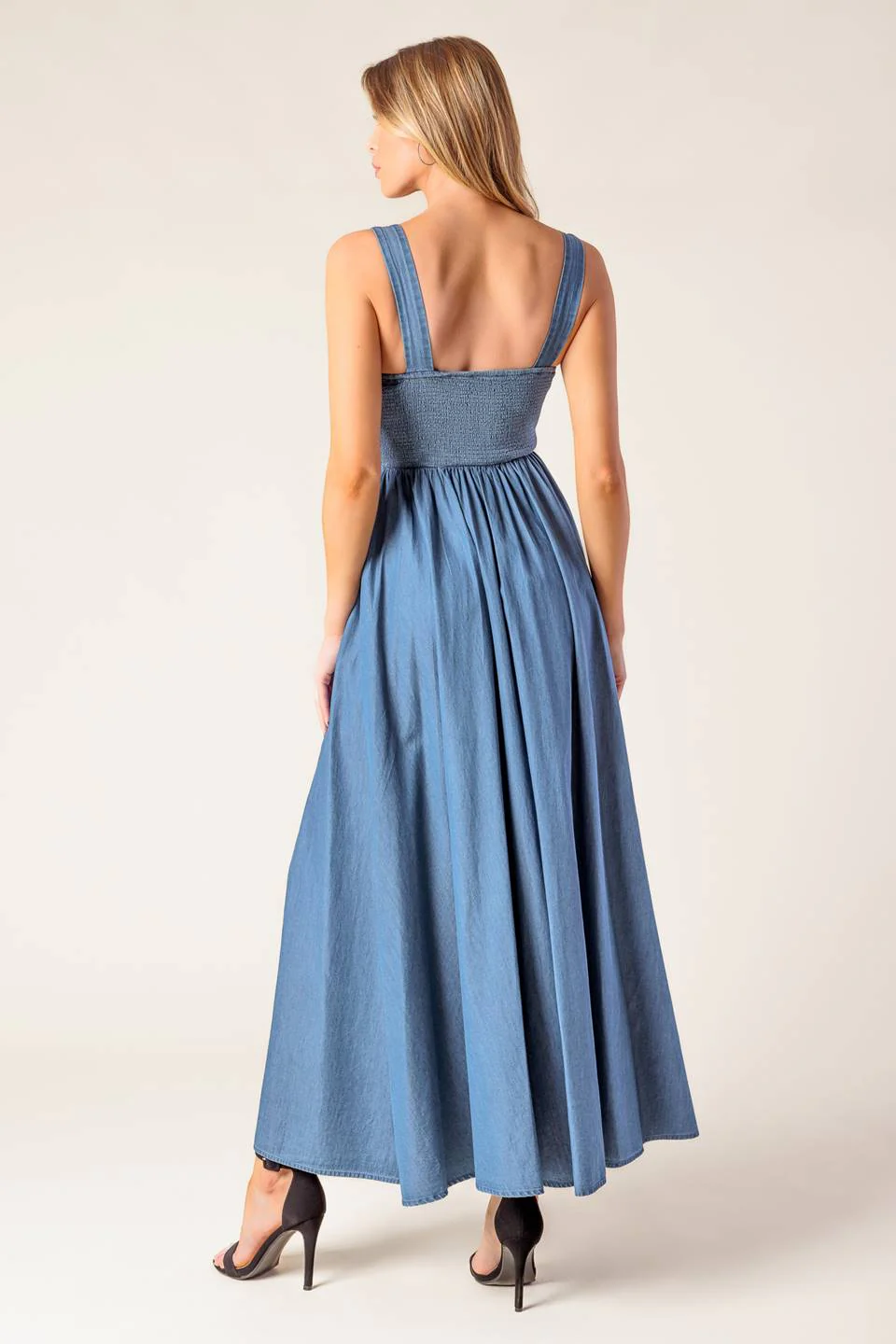 BLUE RIDGE DREAMS PINTUCK DENIM MIDI DRESS - Image 2