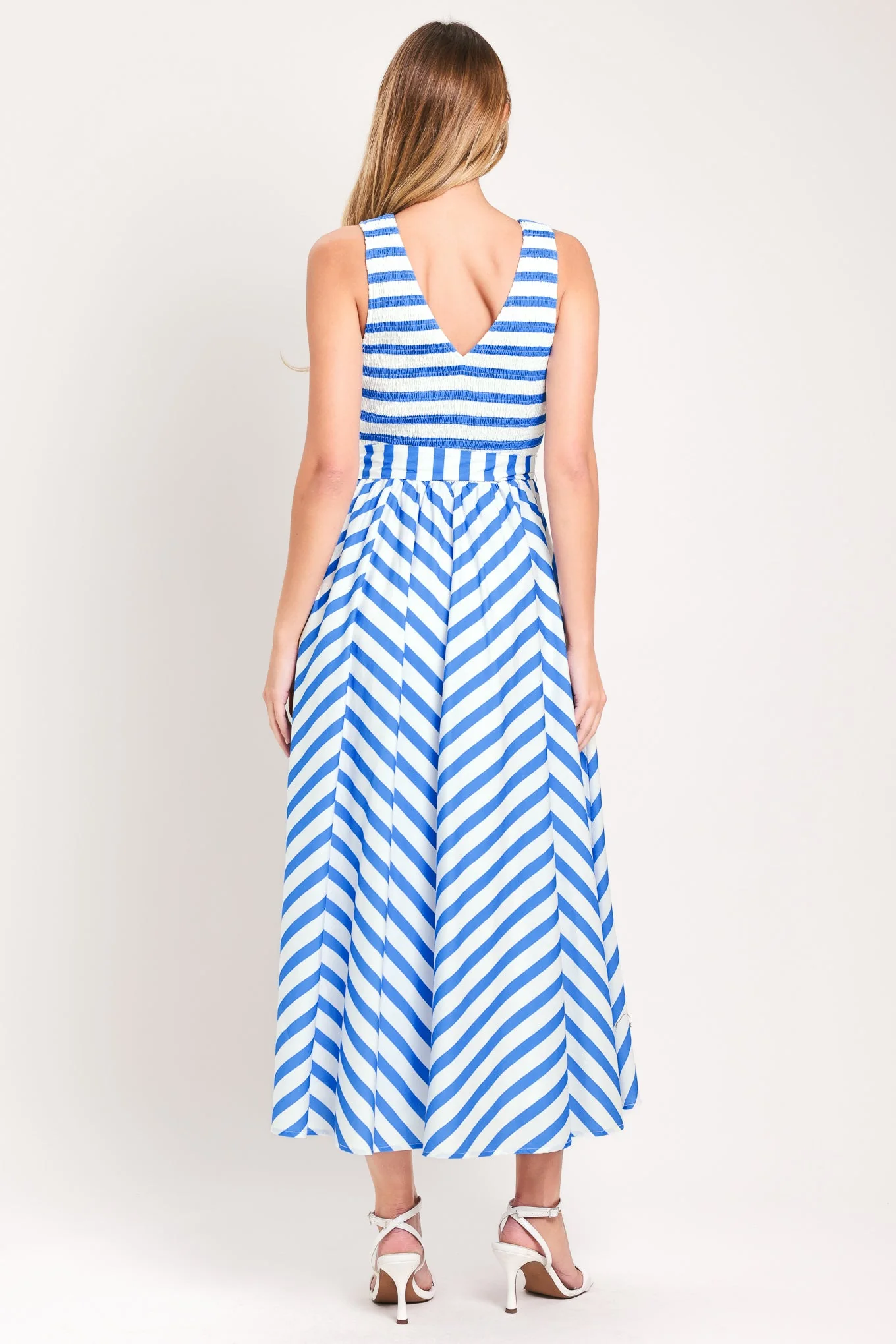 BLUE SERENA STRIPED MIDI DRESS - Image 3
