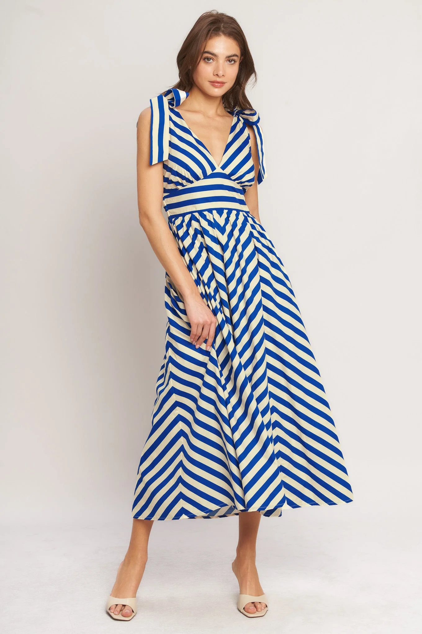 BLUE VOYAGE STRIPE MIDI DRESS - Image 2