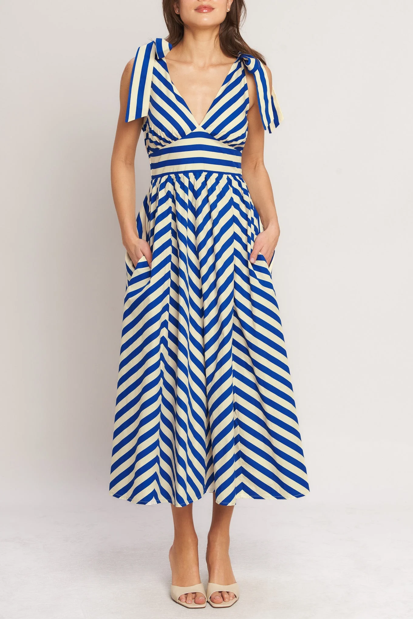 BLUE VOYAGE STRIPE MIDI DRESS - Image 6