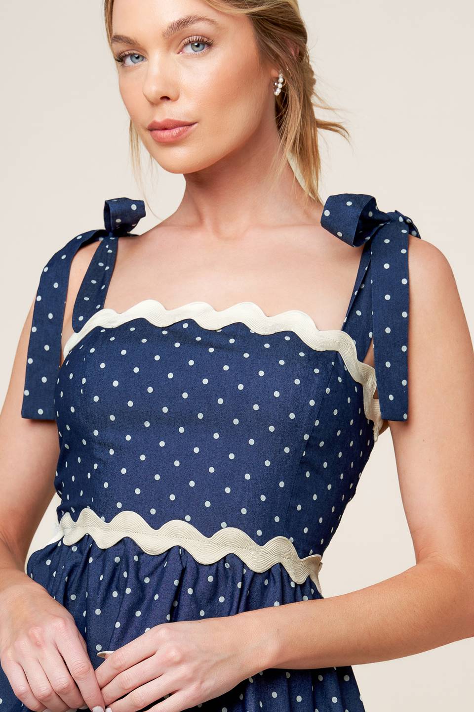 BLUE & WHITE POLKA DOT MINI DRESS - INDIGO - Image 6