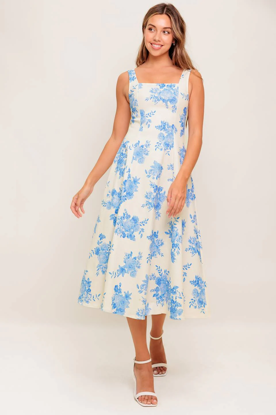 BLUEBELL BREEZE - BLUE FLORAL MIDI DRESS - Image 6