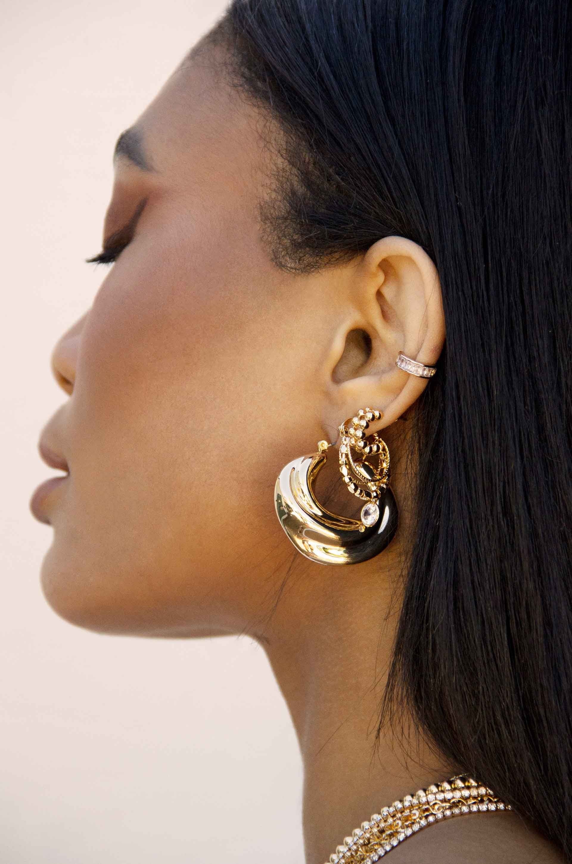Boho Golden Hoop Earrings - Image 2
